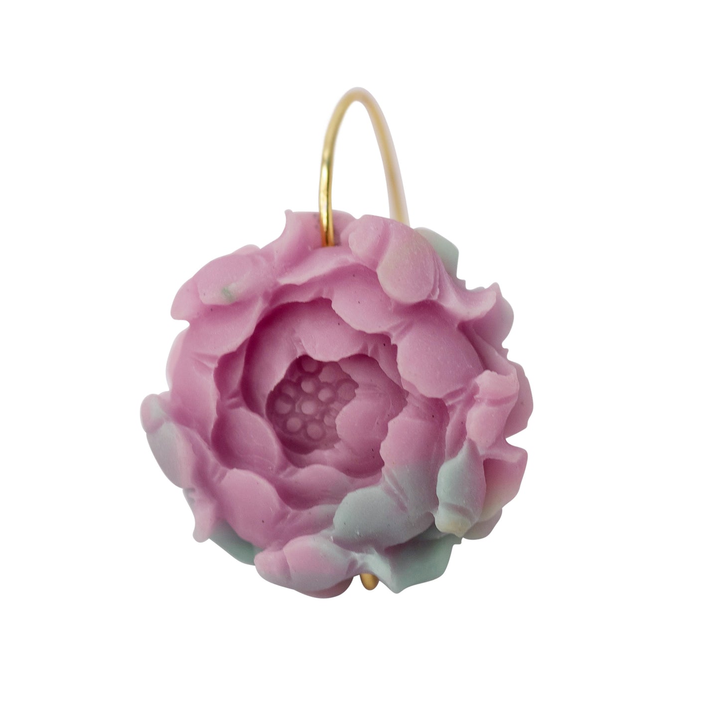 Agate Peony Large Earrings 14K Gold Hook