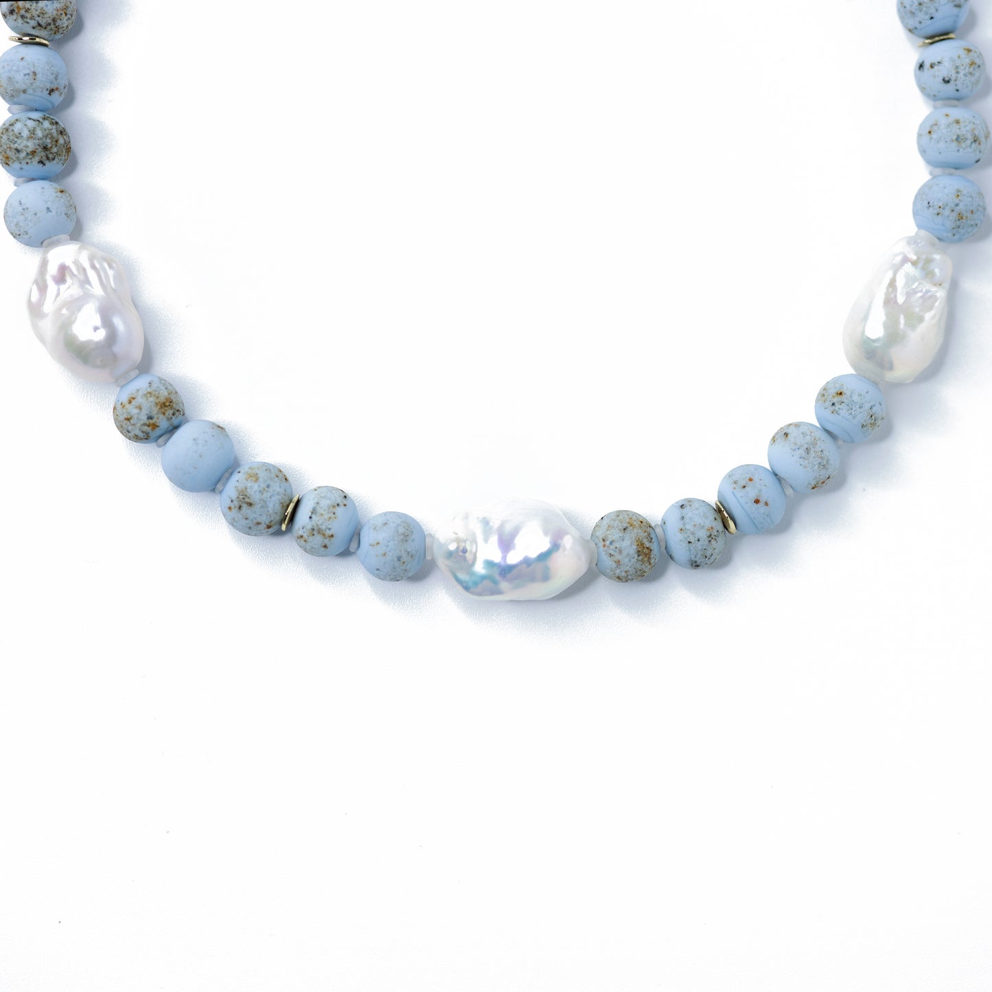 Baroque Pearl & Blue Ceramic Bead Necklace