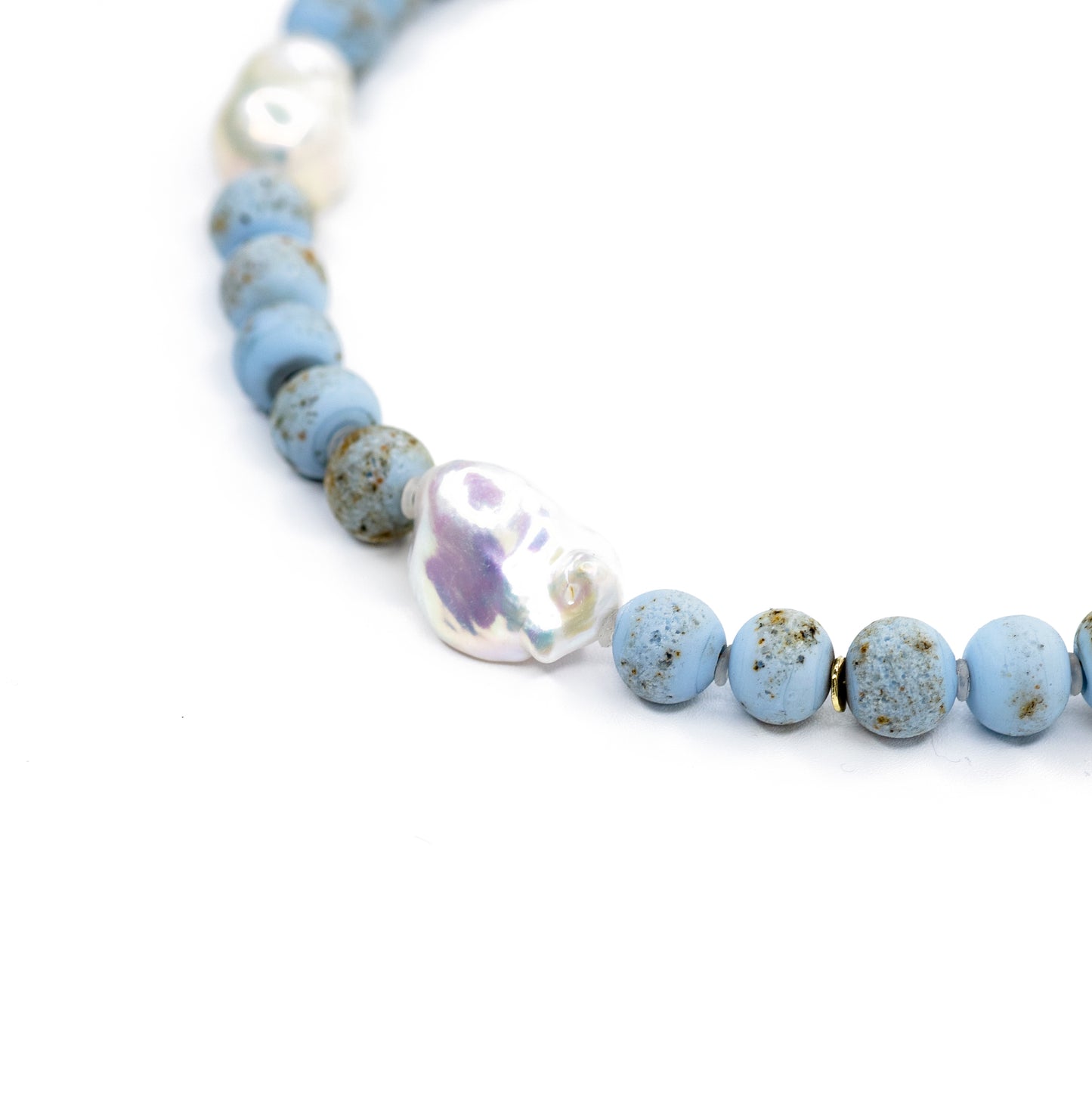 Baroque Pearl & Blue Ceramic Bead Necklace