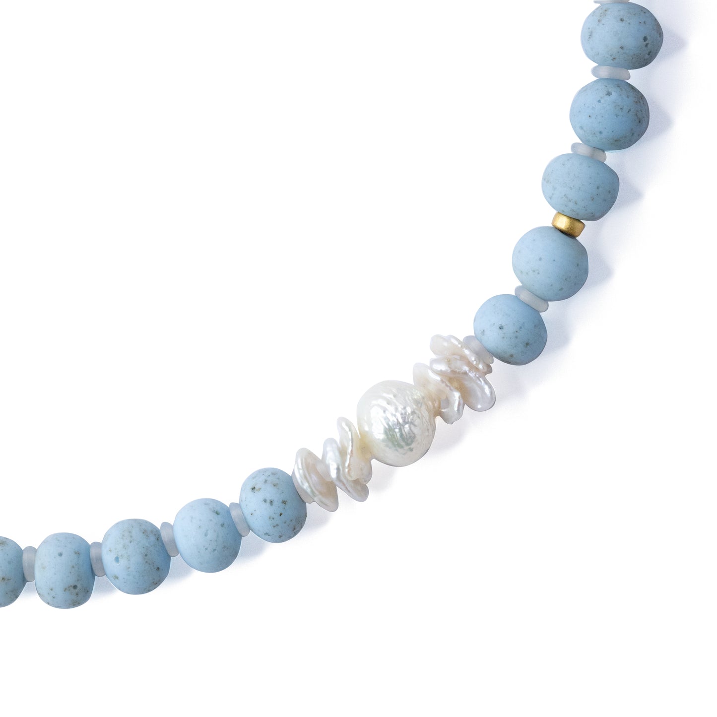 Freshwater Pearl & Blue Ceramic Bead Necklace II