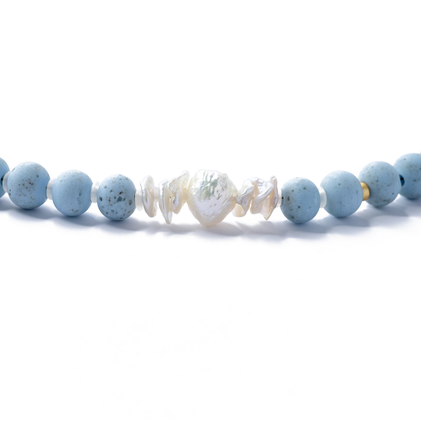 Freshwater Pearl & Blue Ceramic Bead Necklace II