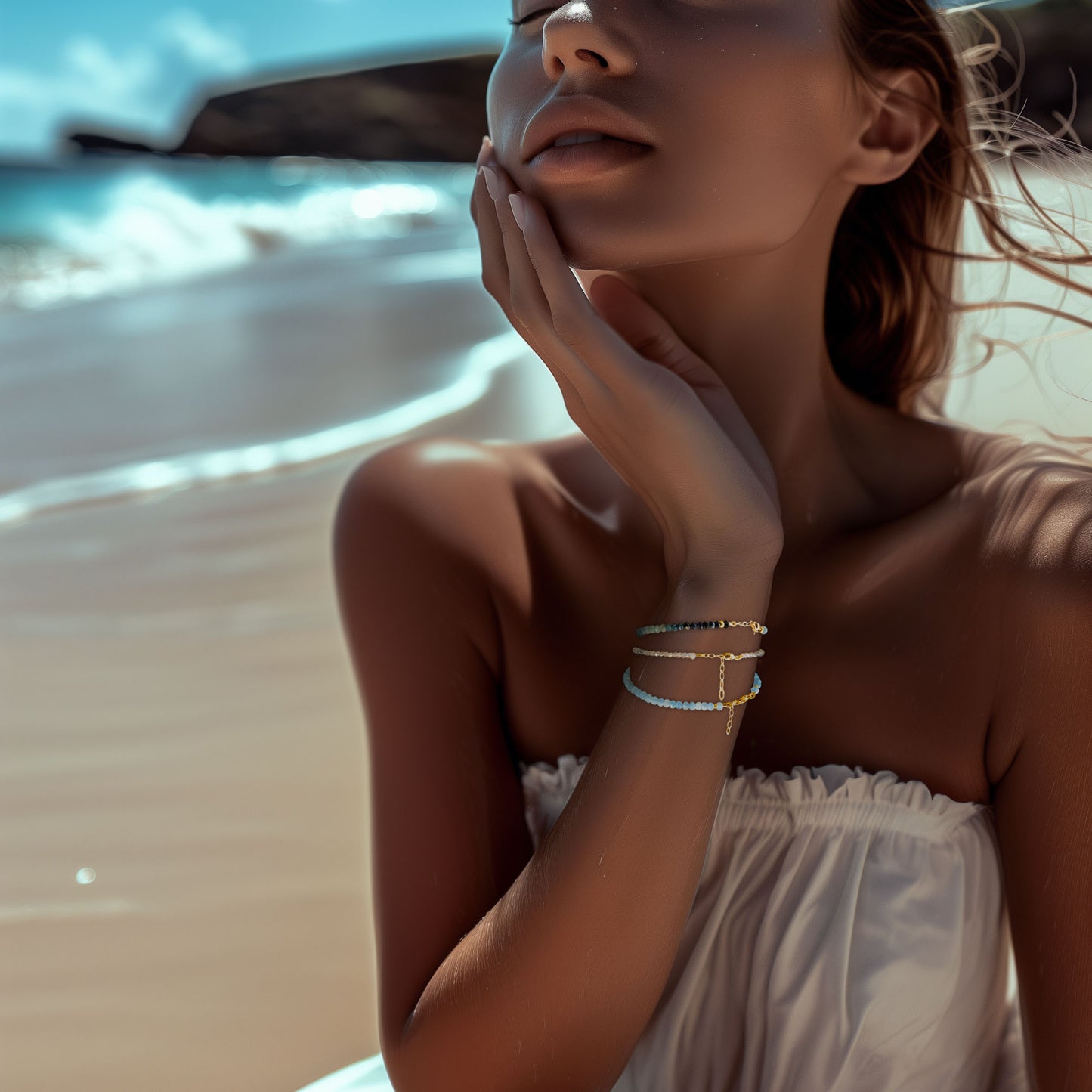 Ombre Indicolite Tourmaline Bracelet 14K Gold