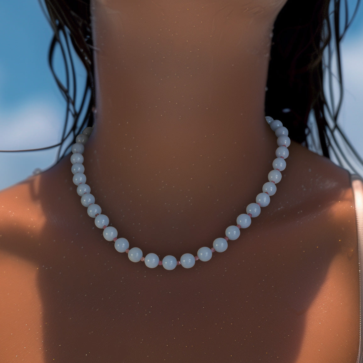 Angelite Tourmaline Necklace