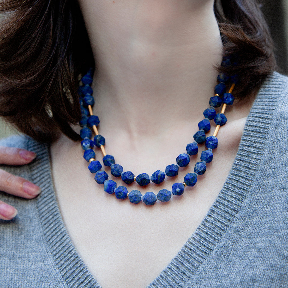 Lapis Lazuli Beaded Long Necklace