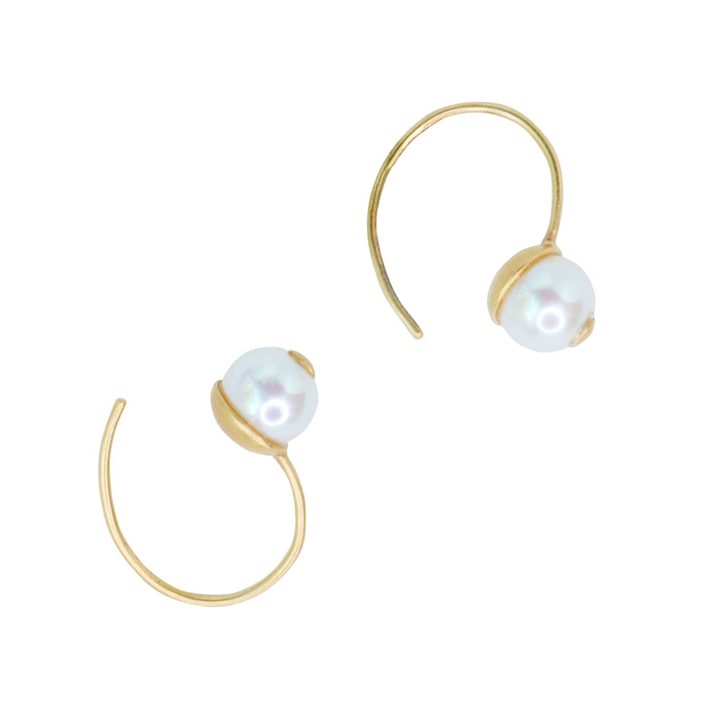 Cat Eye Pearl 18K Gold Hook Earring