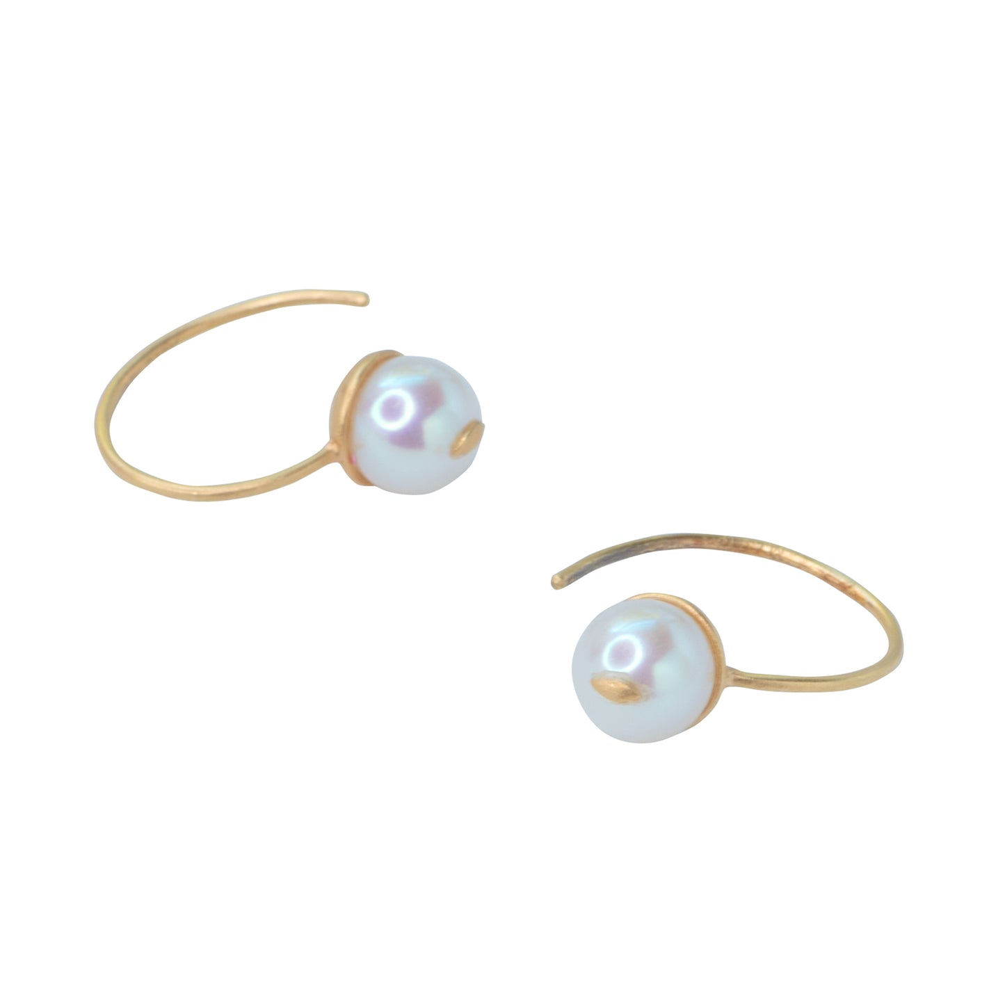 Cat Eye Pearl 18K Gold Hook Earring