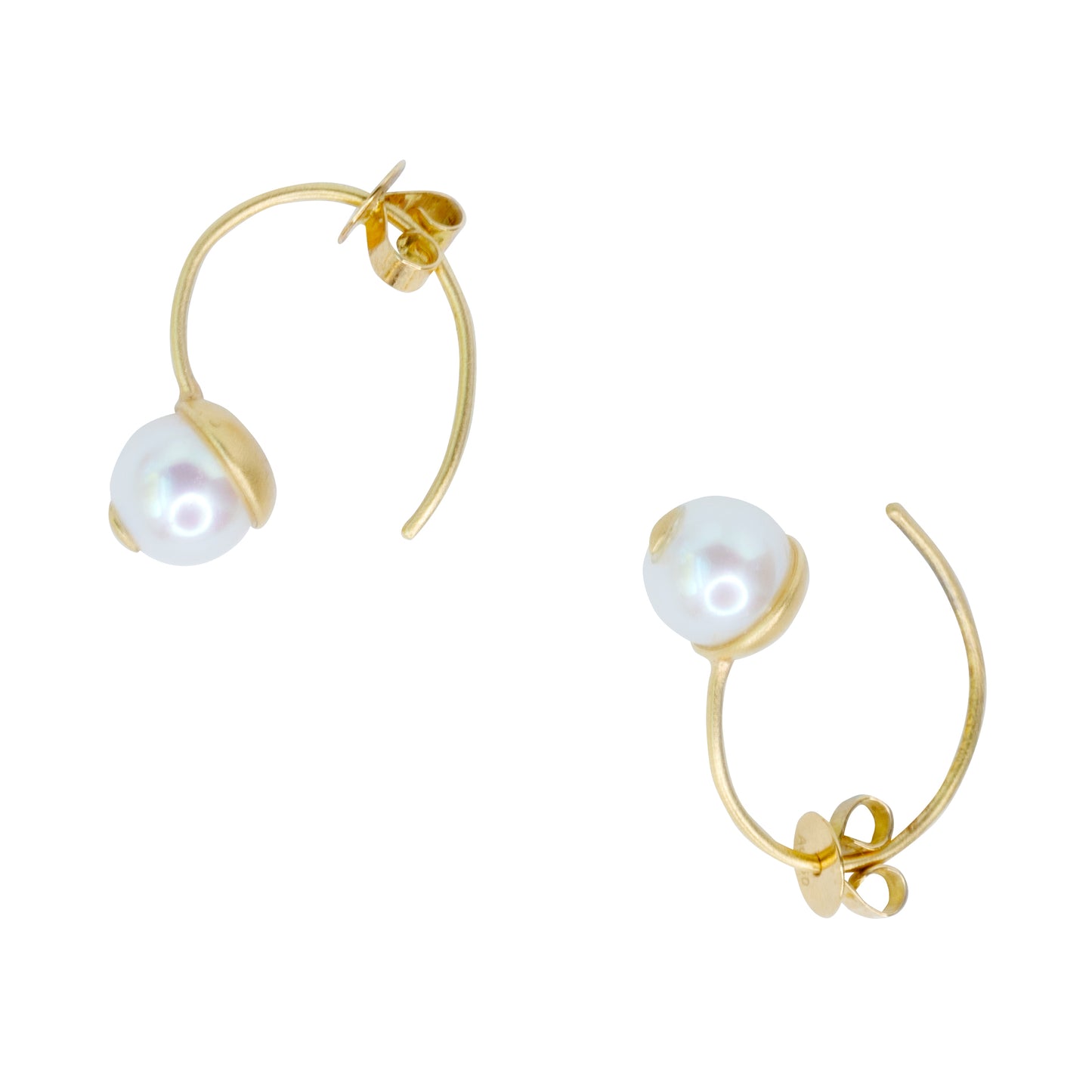 Cat Eye Pearl 18K Gold Hook Earring