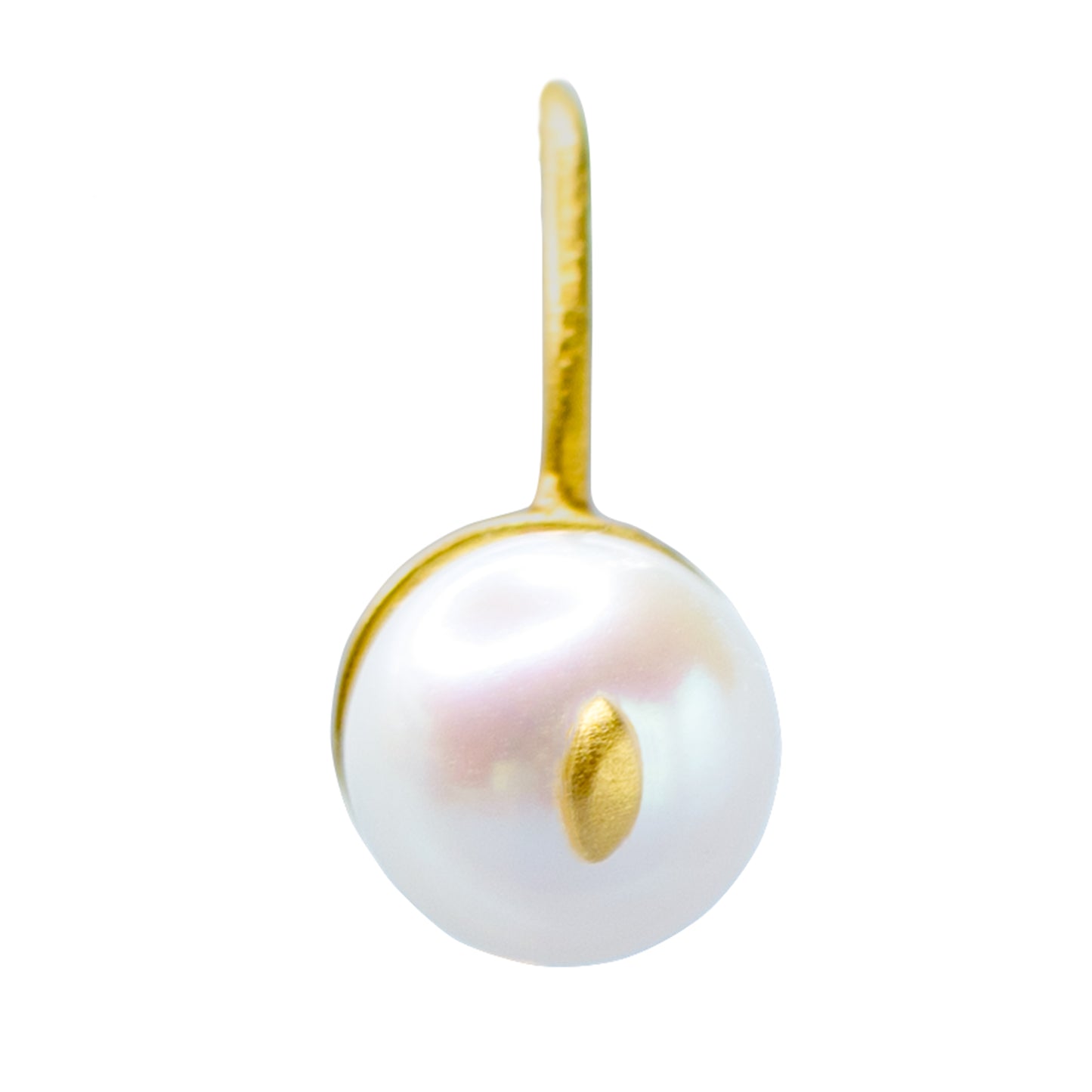 Cat Eye Pearl 18K Gold Hook Earring