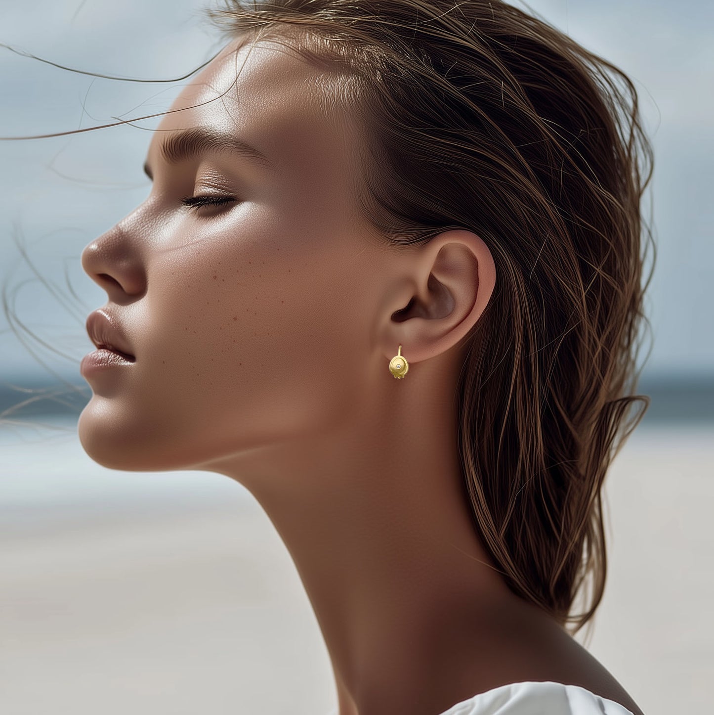 Celestial 18K Gold Diamond Hook Earring