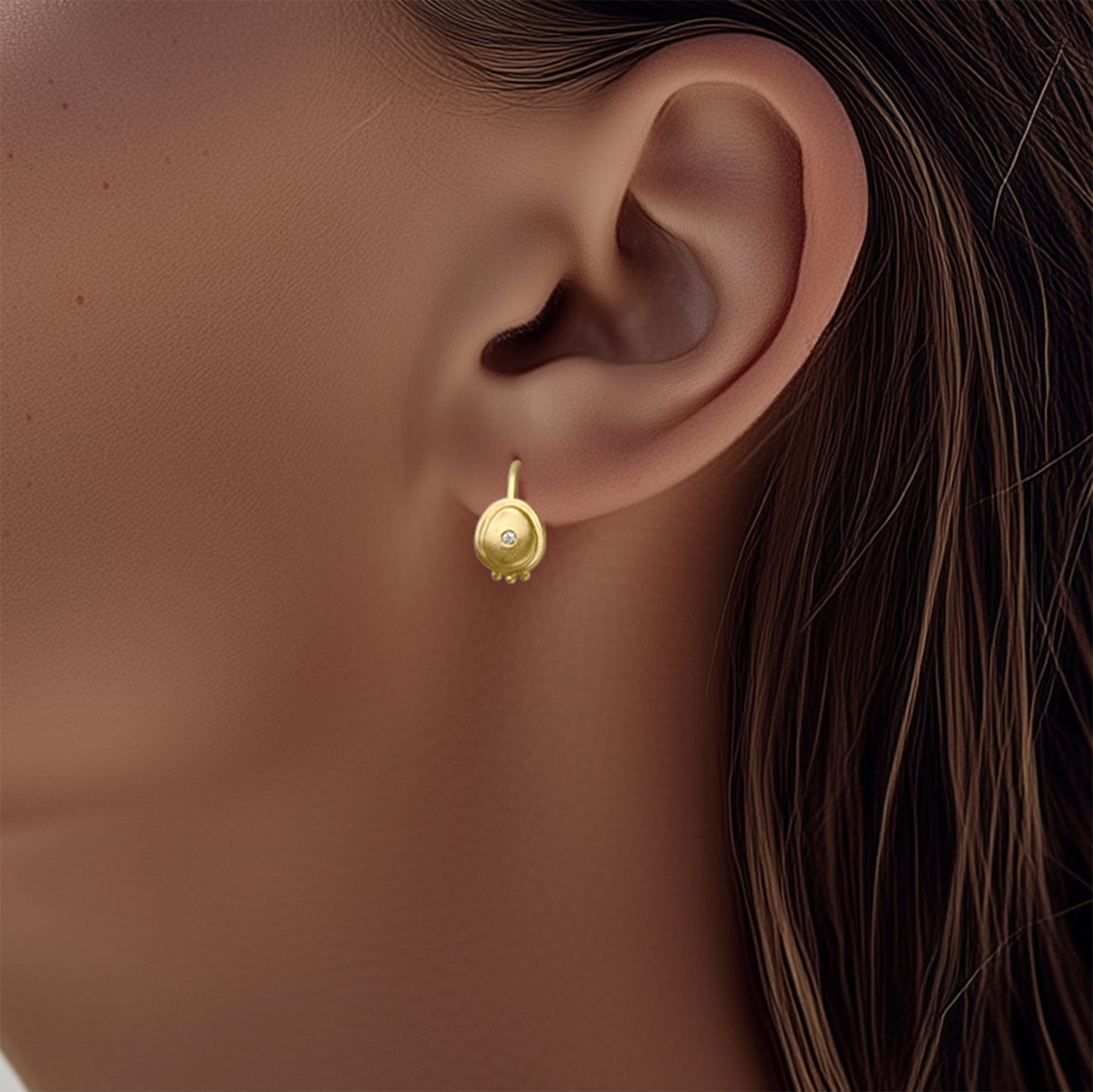 Celestial 18K Gold Diamond Hook Earring