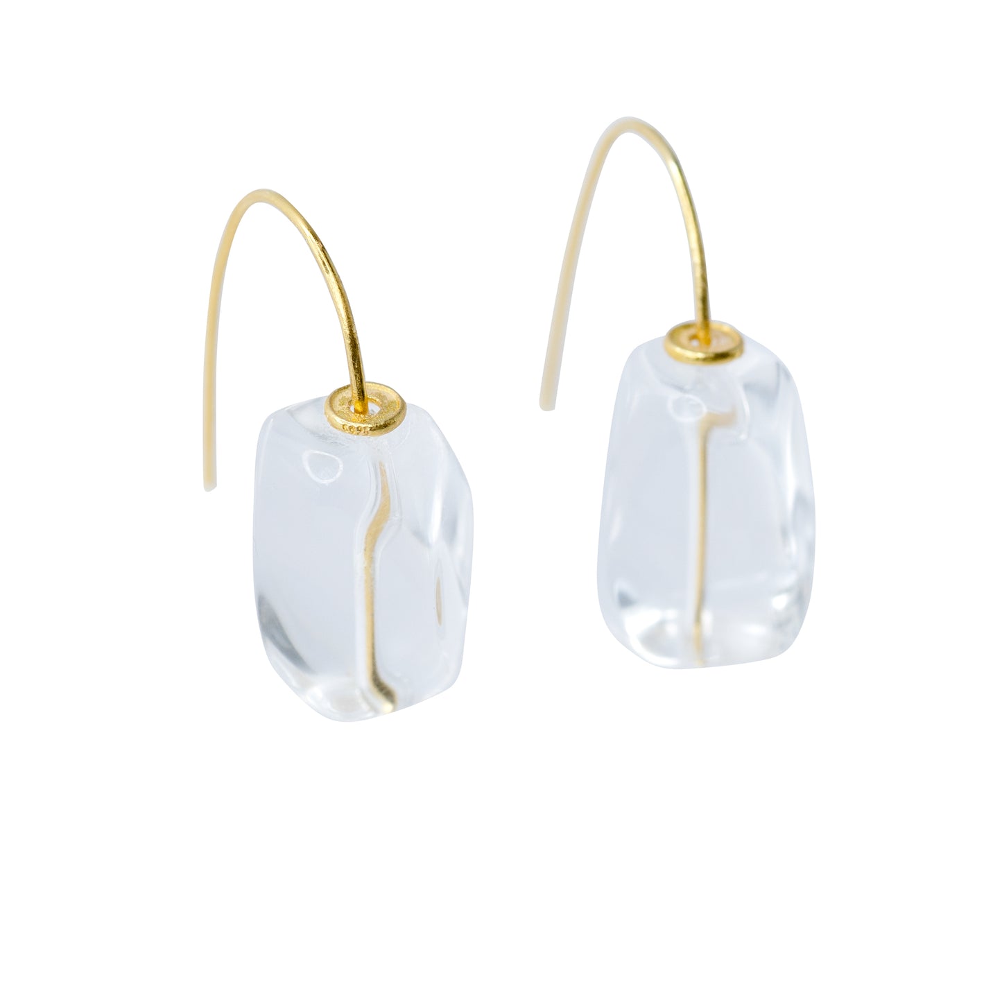 Crystal Rock 14K Gold Hook Earrings