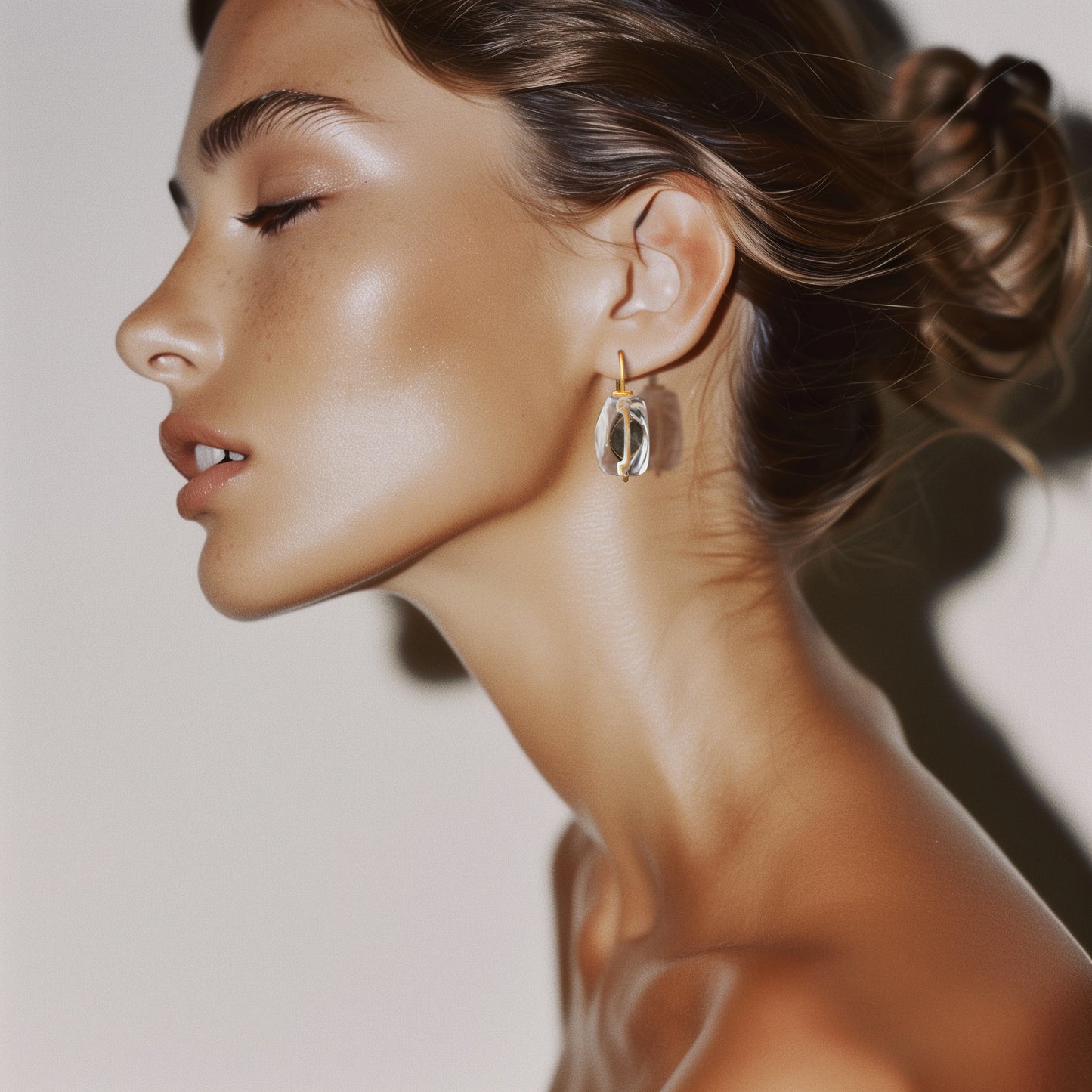 Crystal Rock 14K Gold Hook Earrings