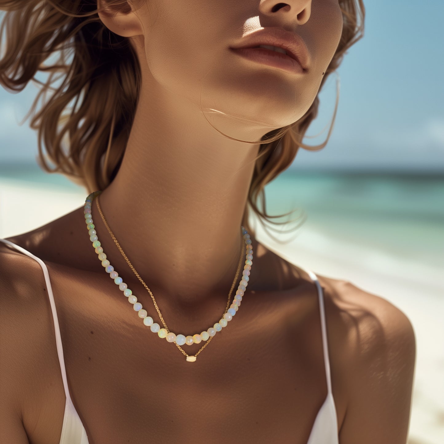 Ethiopian Opal Necklace 18K Gold