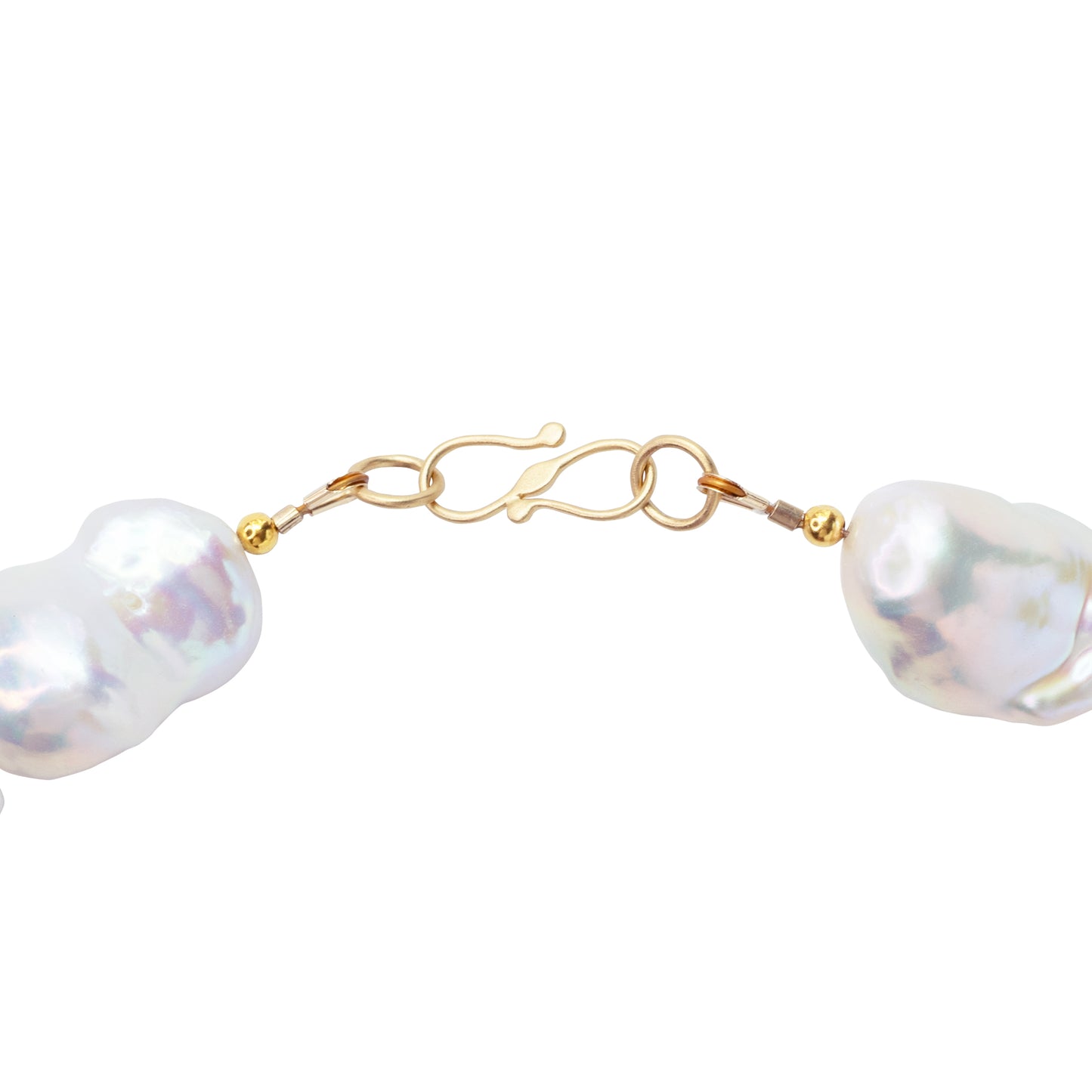 Extra Large White Baroque Pearl & 18k Gold Necklace II