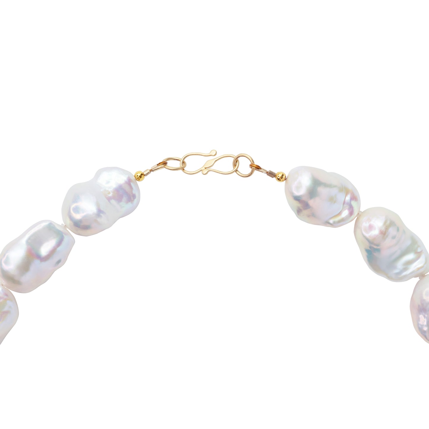 Extra Large White Baroque Pearl & 18k Gold Necklace II