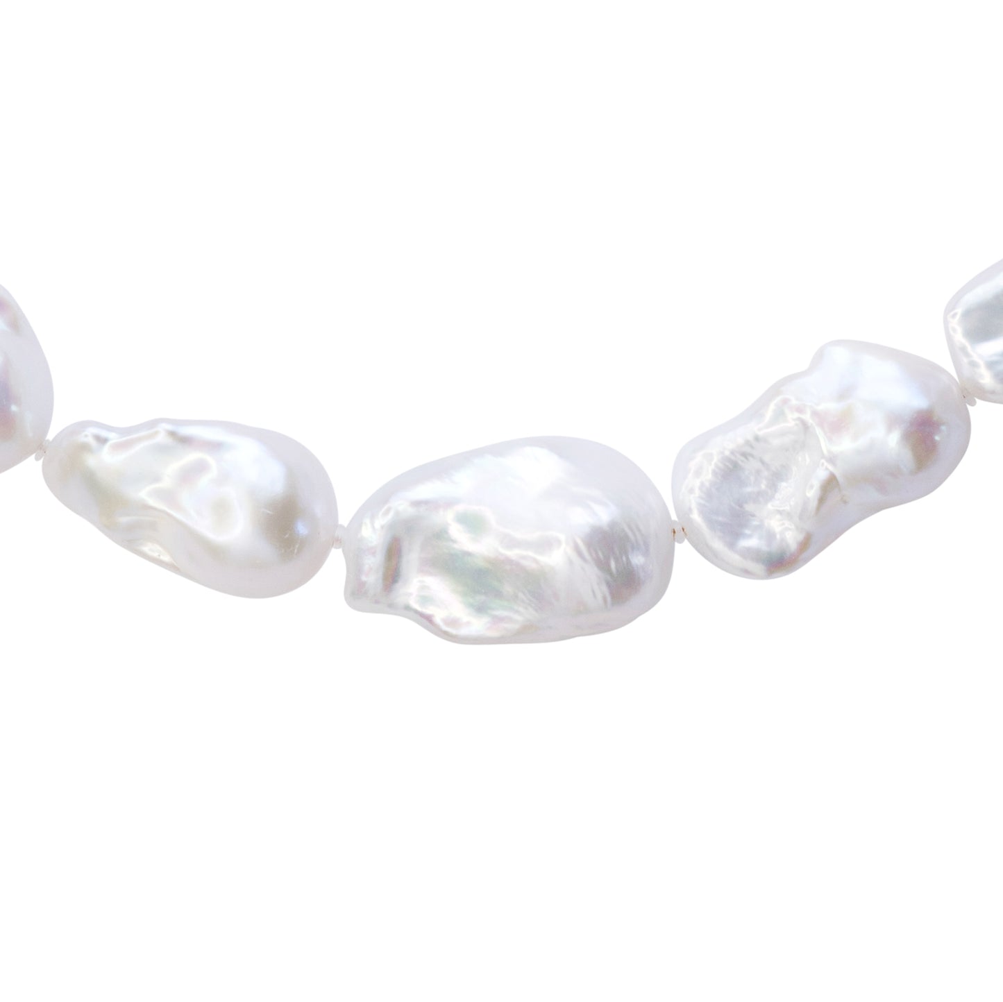 Extra Large White Baroque Pearl & 18k Gold Necklace II