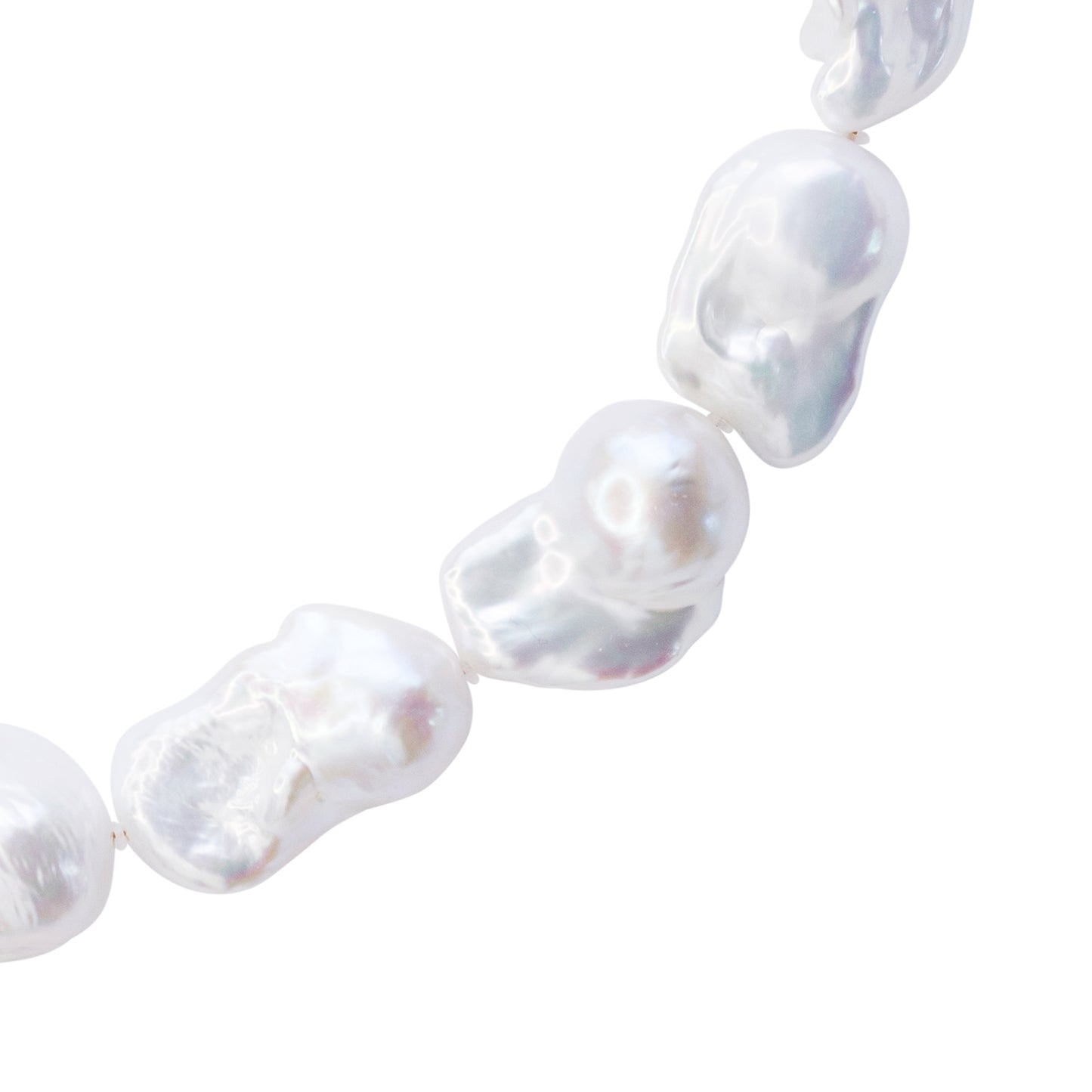 Extra Large White Baroque Pearl & 18k Gold Necklace II