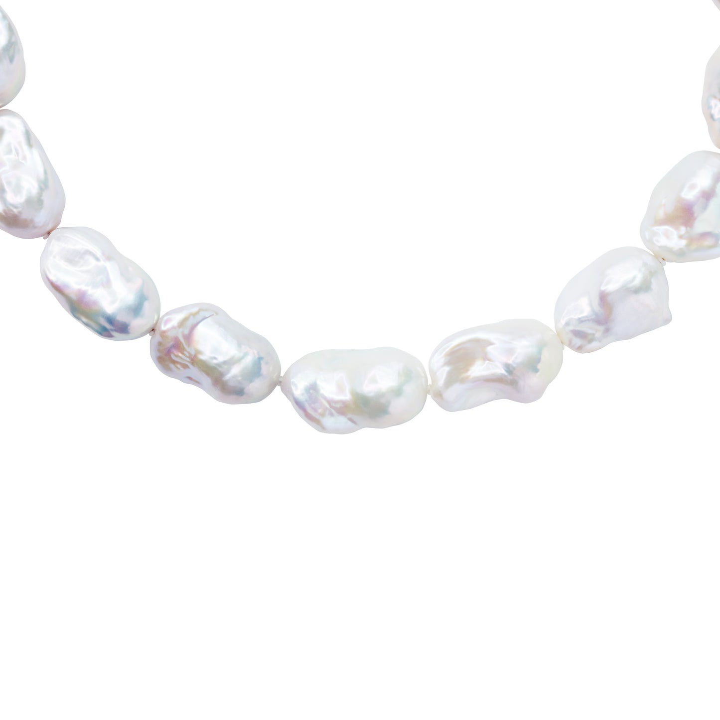 Extra Large White Baroque Pearl & 18k Gold Necklace II