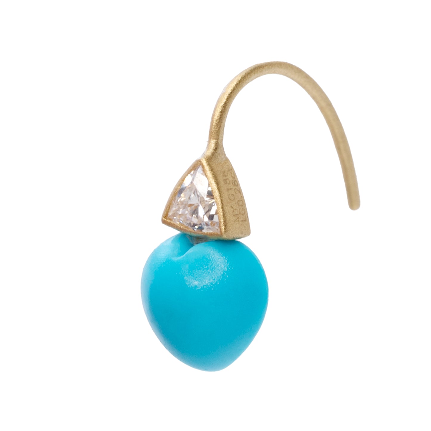 Heart Turquoise & Diamond Drop Earrings 18K Gold