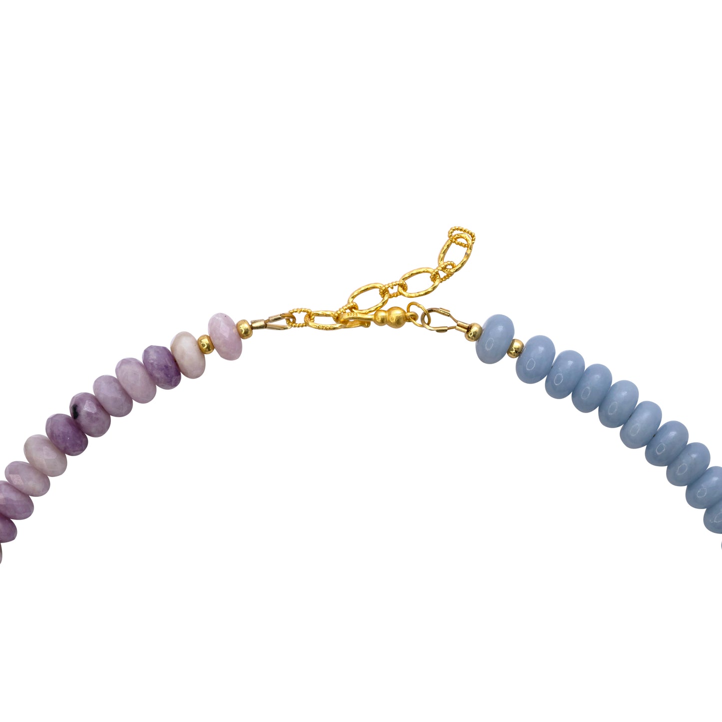 Kunzite Aquamarine Lapis Half Moon Necklace