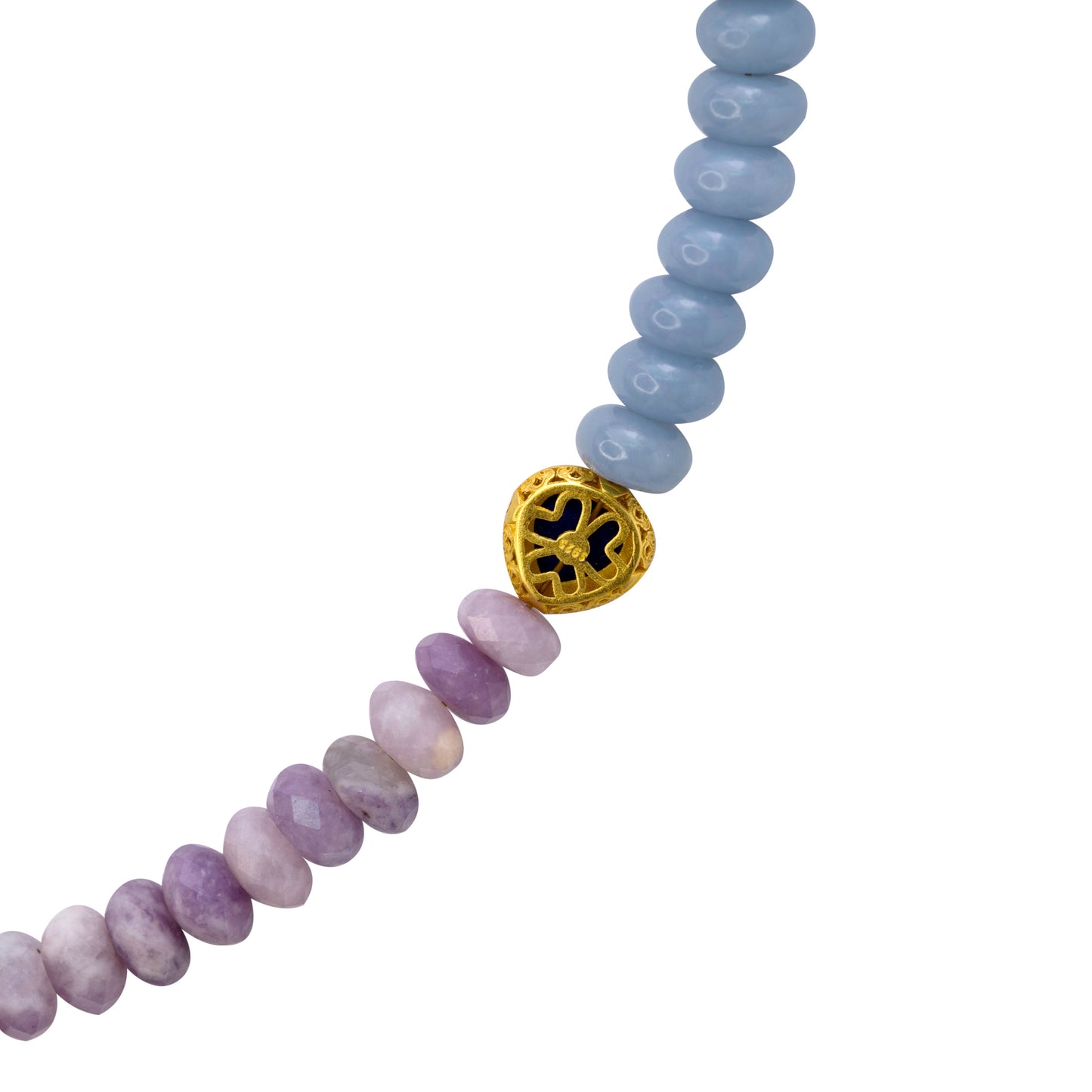 Kunzite Aquamarine Lapis Half Moon Necklace
