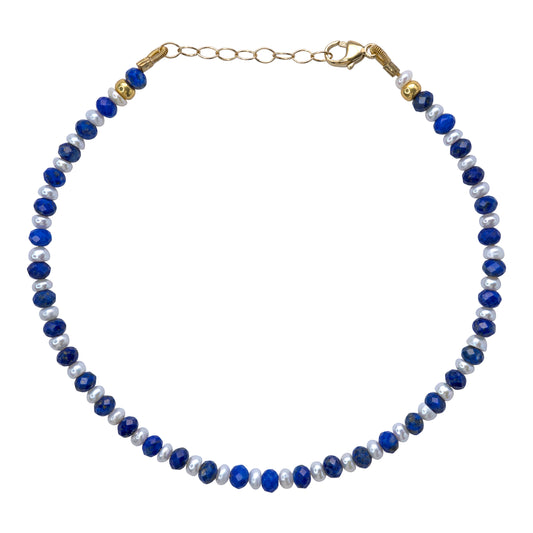 Lapis Lazuli & Pearl Bracelet 14K Gold