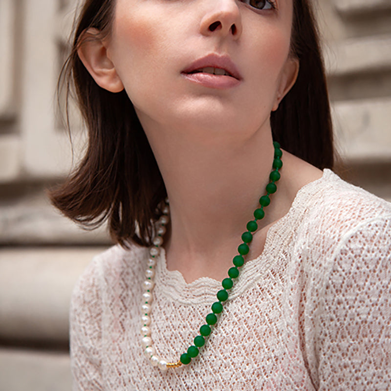 Pearl Green Chalcedony Necklace