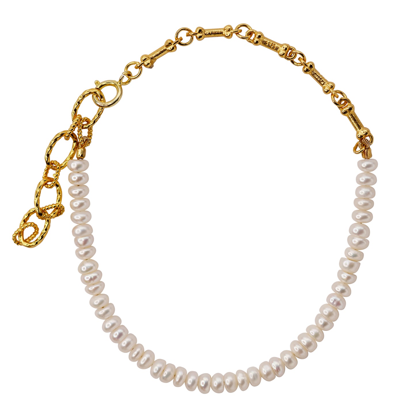 Mini Pearl & Dog Bone Chain Bracelet