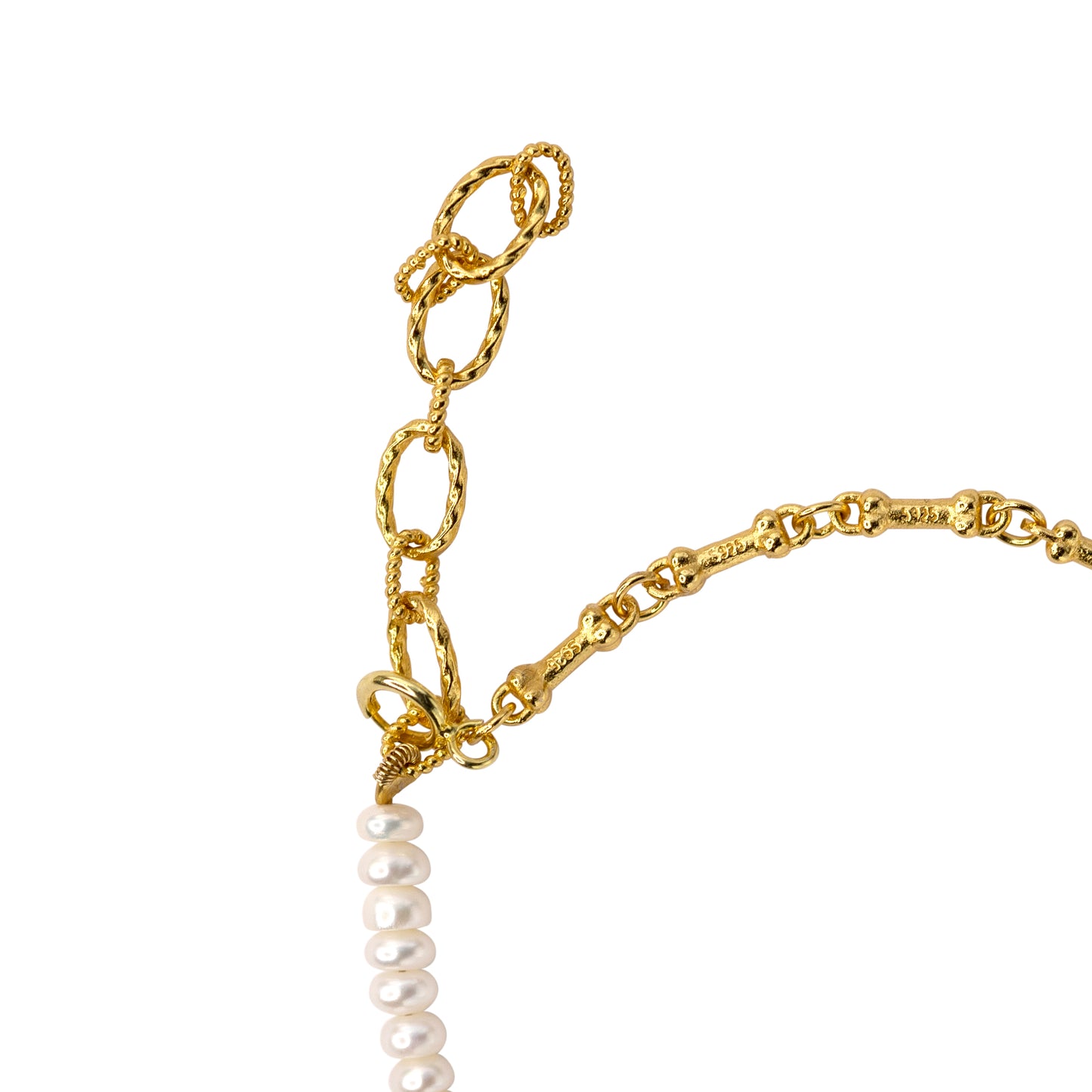 Mini Pearl & Dog Bone Chain Bracelet
