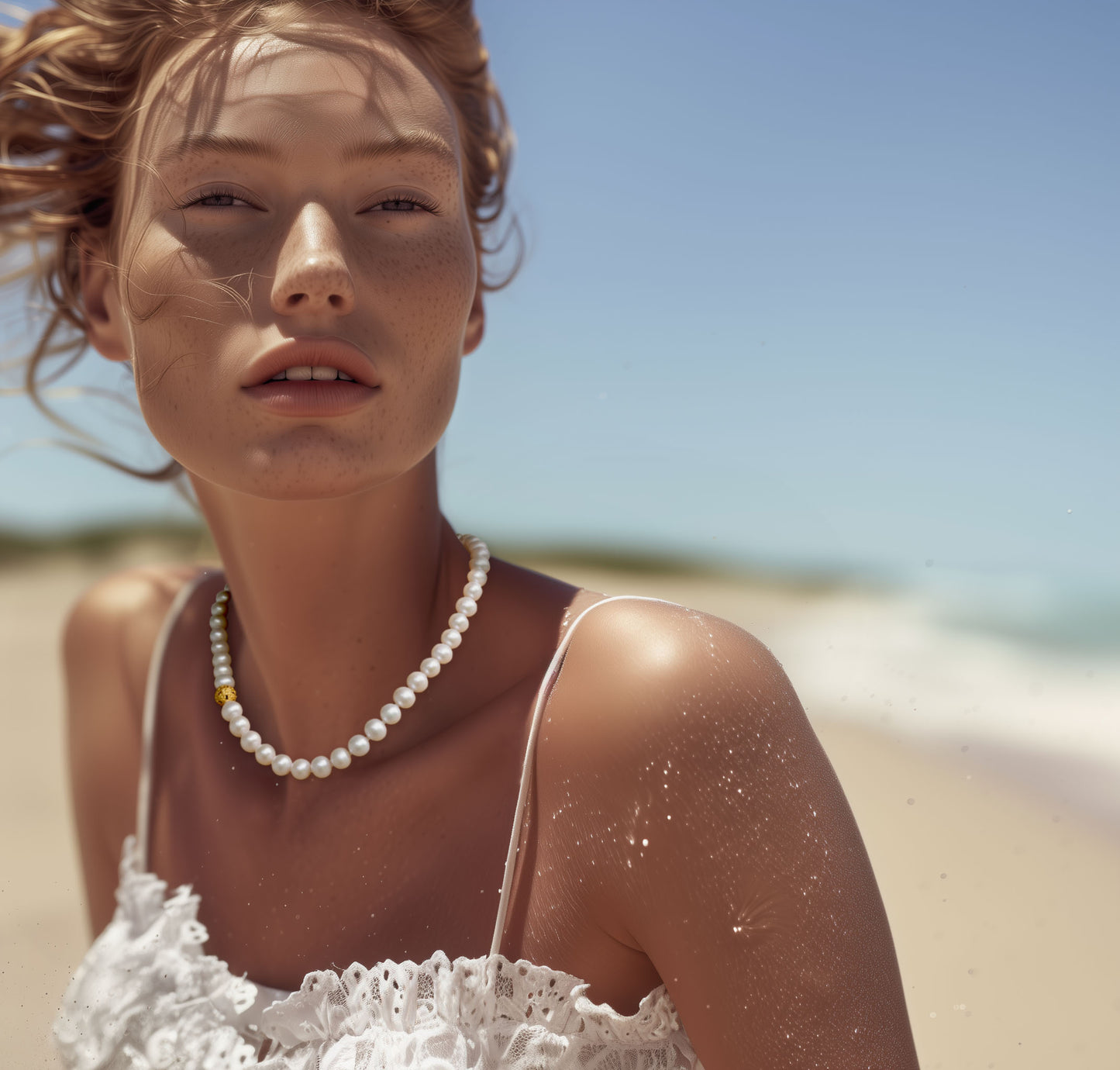 Modern Pearls & Gold Bead Necklace