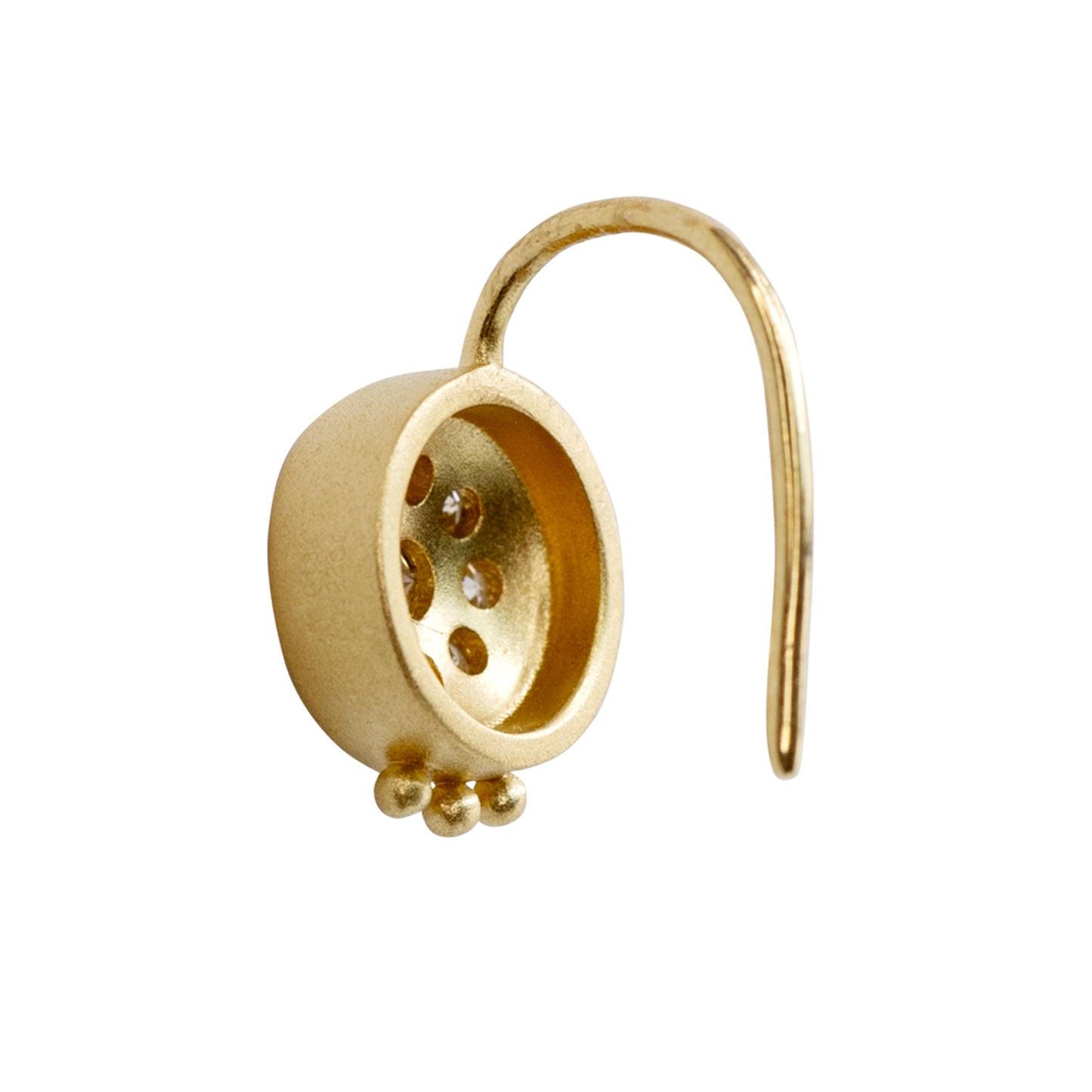 Pave Diamond Disc Gold Hook Earrings