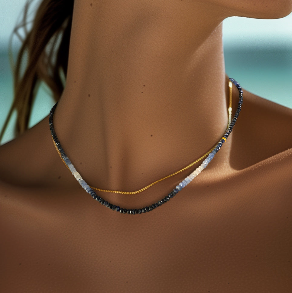 Birthstone September Blue Sapphire Ombre Necklace