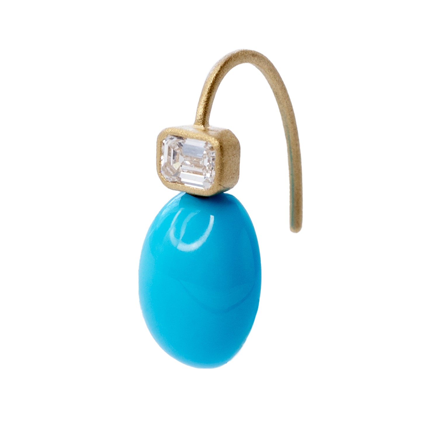 Oval Turquoise & Diamond Drop Earrings 18K Gold