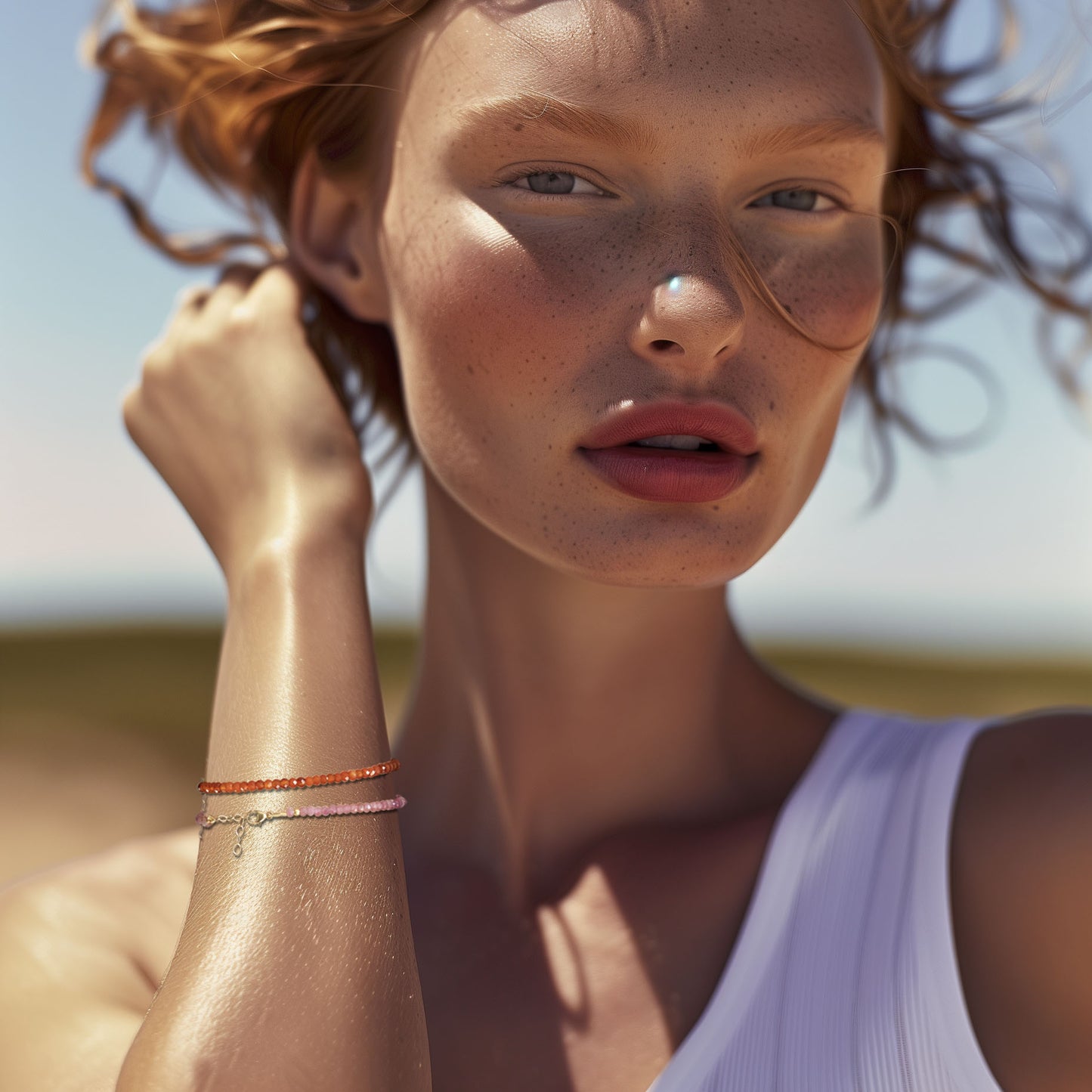 Orange Agate Bracelet 14K Gold