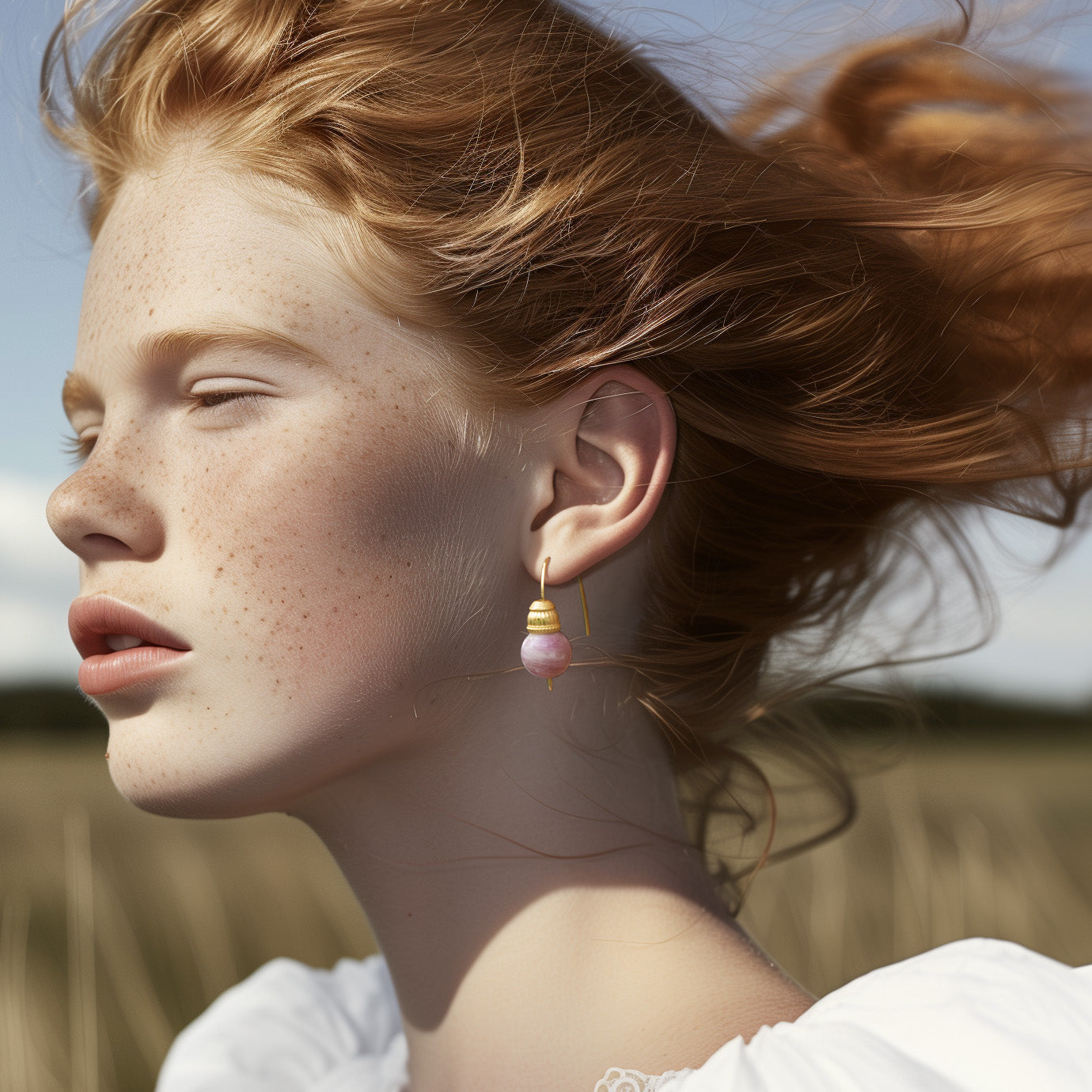 Pink Tourmaline Earring 14K Gold Hook