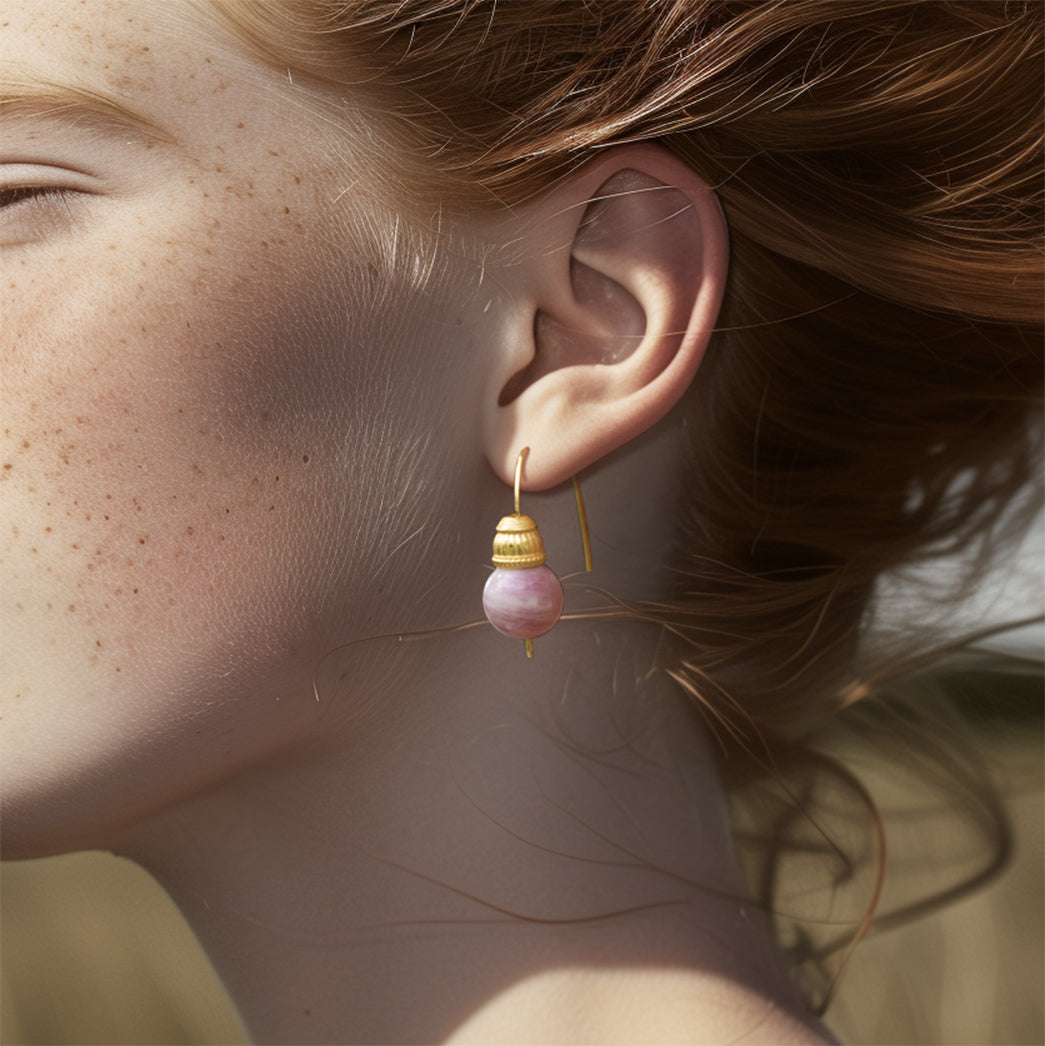 Pink Tourmaline Earring 14K Gold Hook