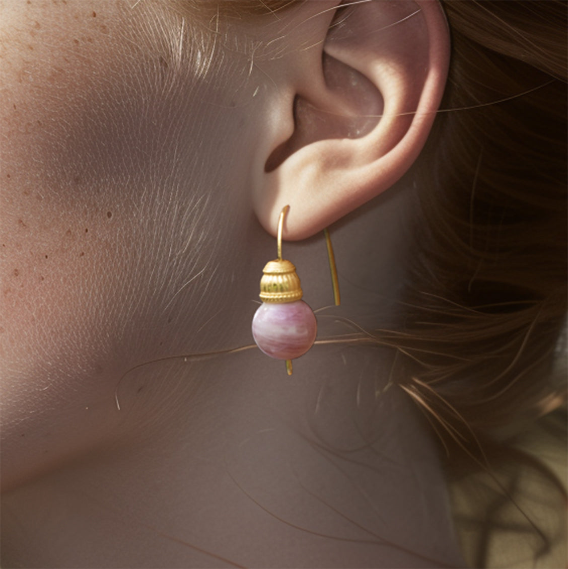 Pink Tourmaline Earring 14K Gold Hook