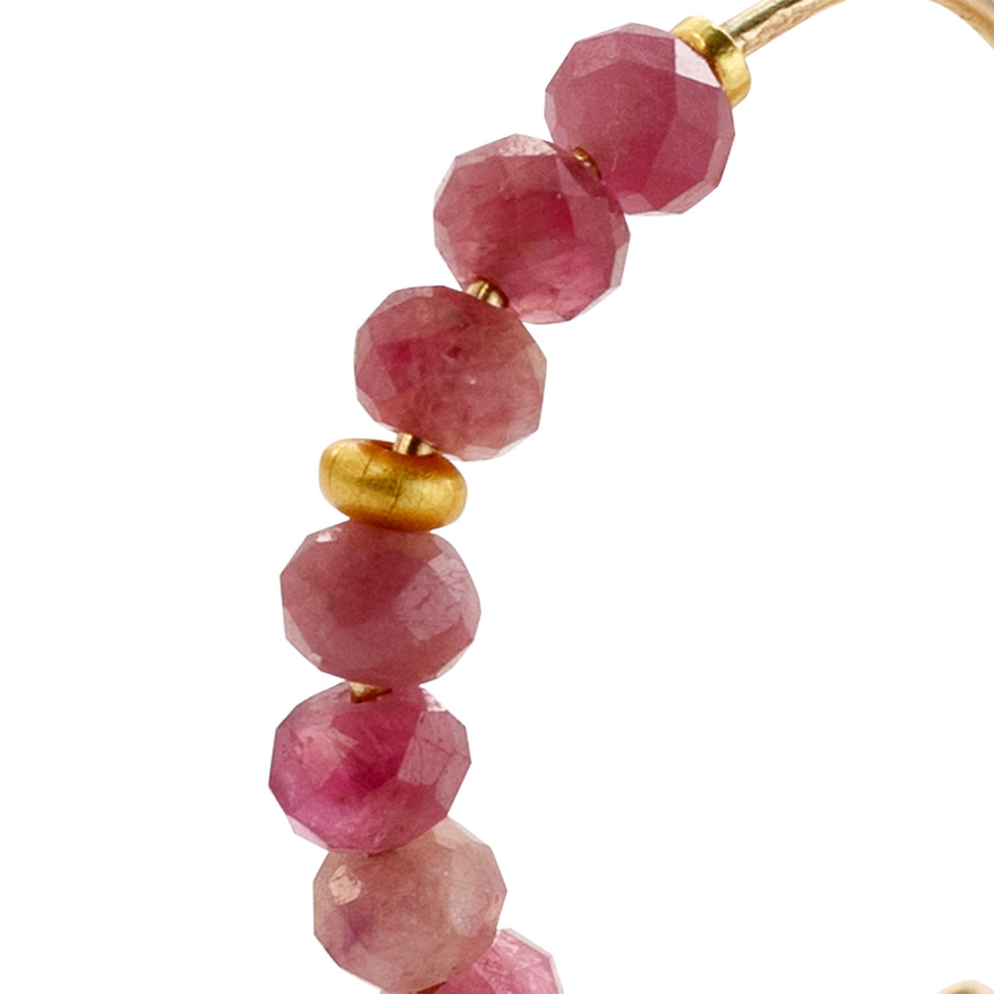 Pink Tourmaline Half Moon Earring 14K Gold Hoop