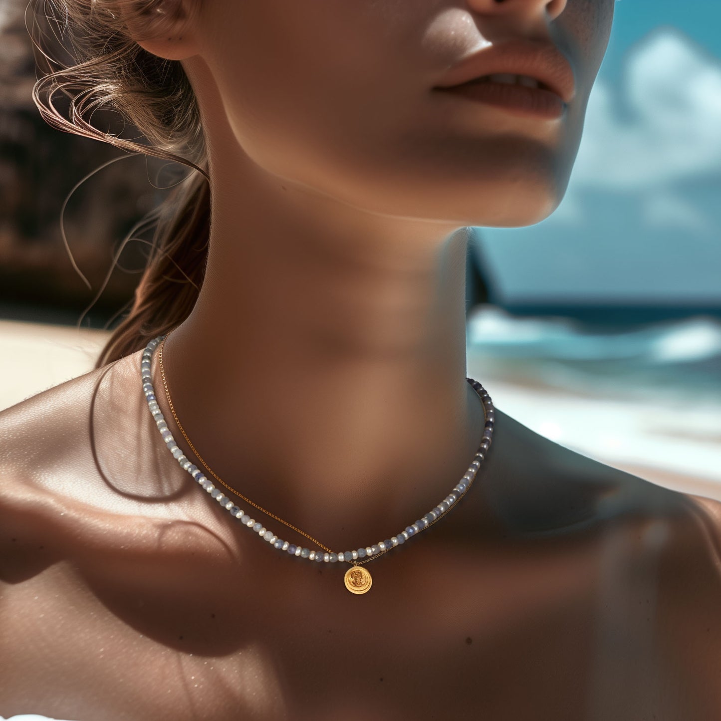 Tanzanite Pearl Necklace 14K Gold