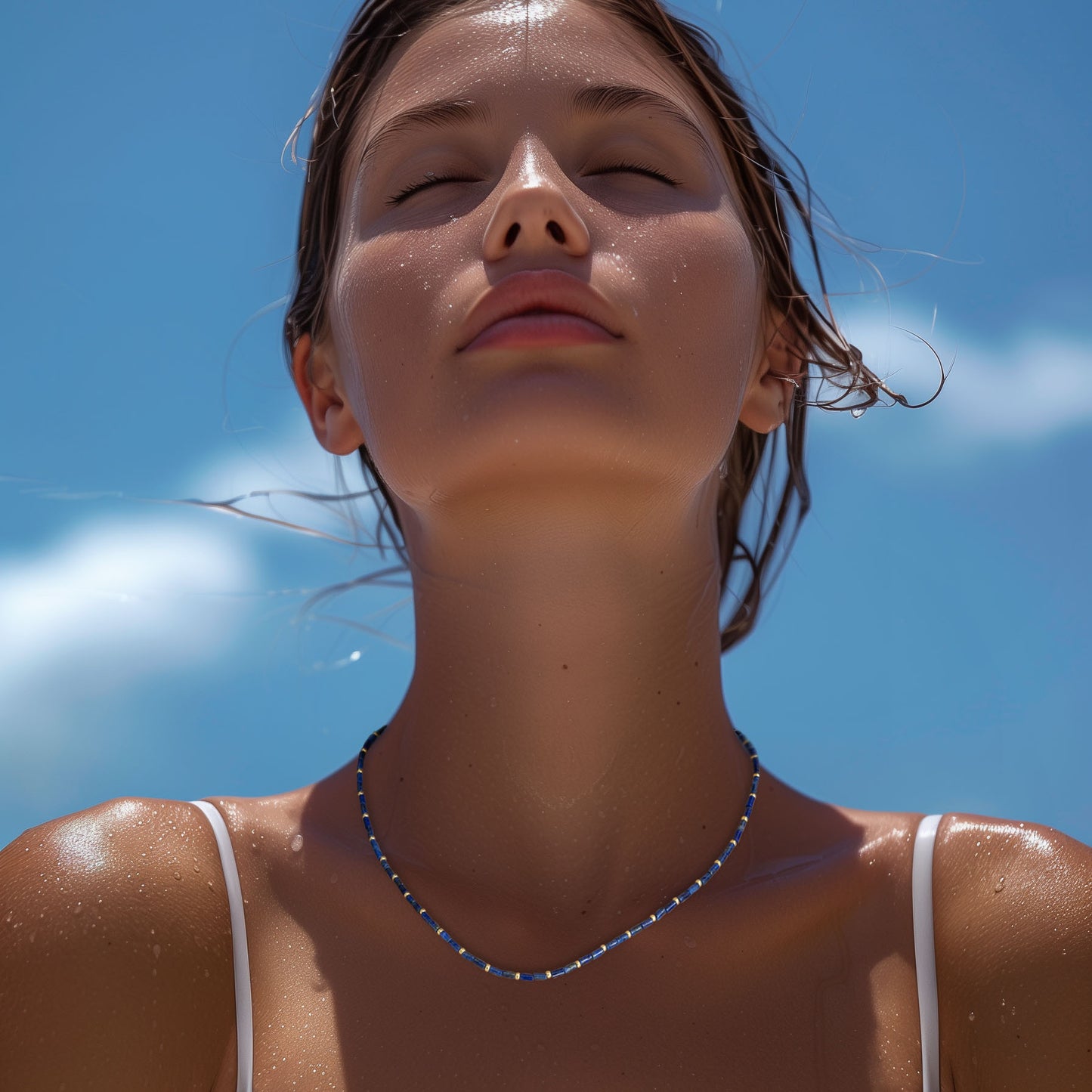 Tiny Lapis Lazuli Tube Princess Necklace