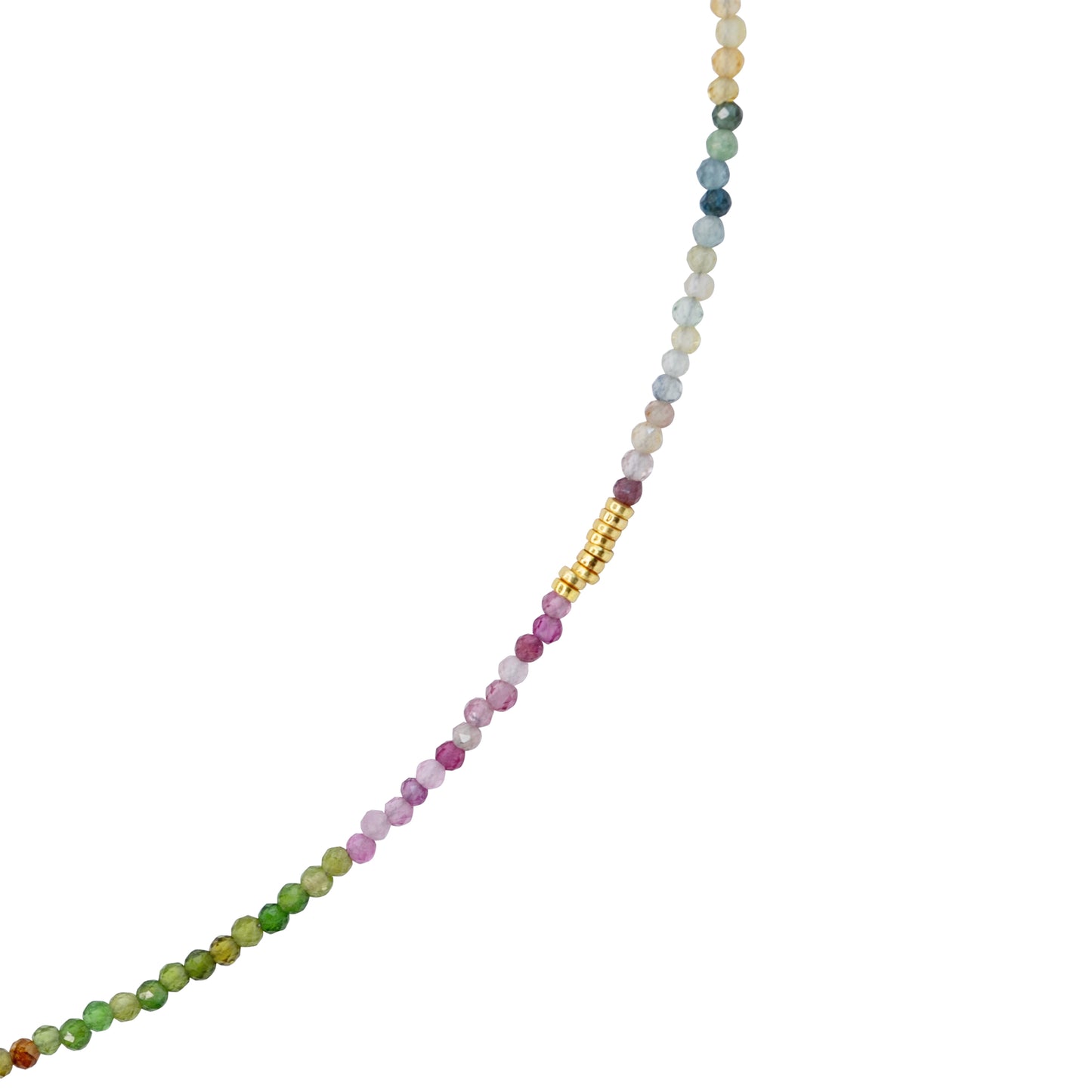 Tiny Rainbow Tourmaline Necklace 14k Gold