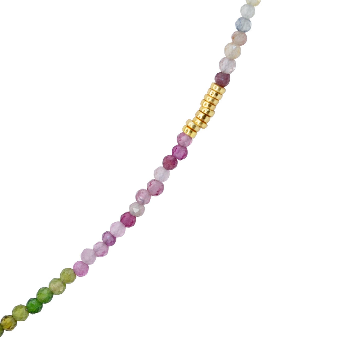Tiny Rainbow Tourmaline Necklace 14k Gold