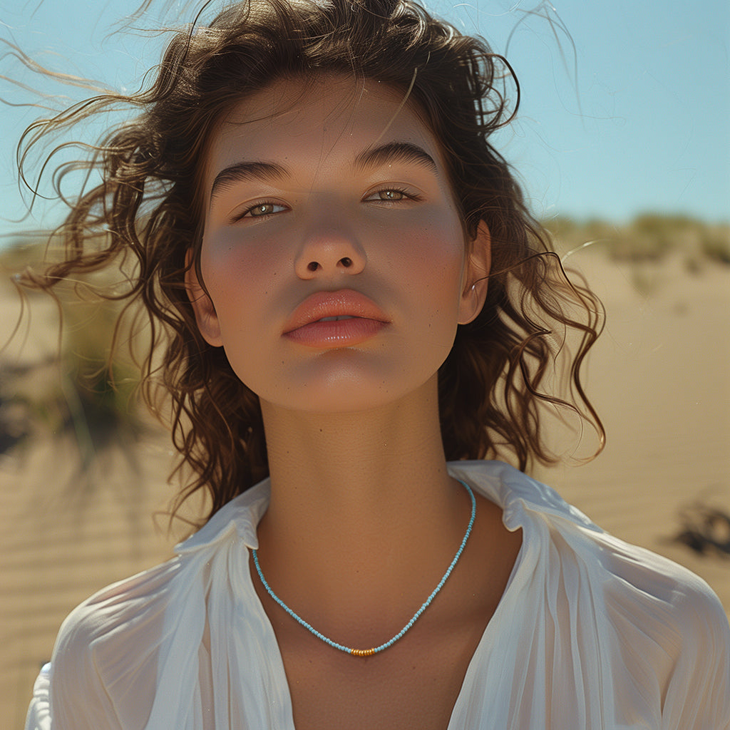 Tiny Turquoise 14K Gold Necklace