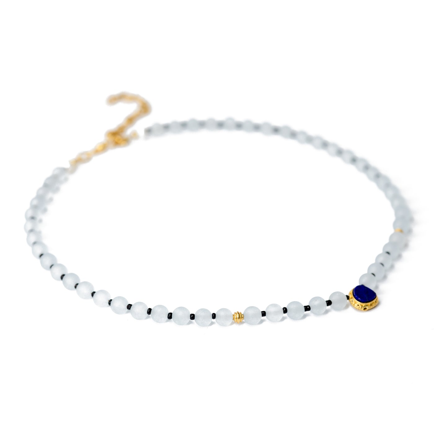 Waterloo Bridge Grey Chalcedony and Lapis Pendent Necklace