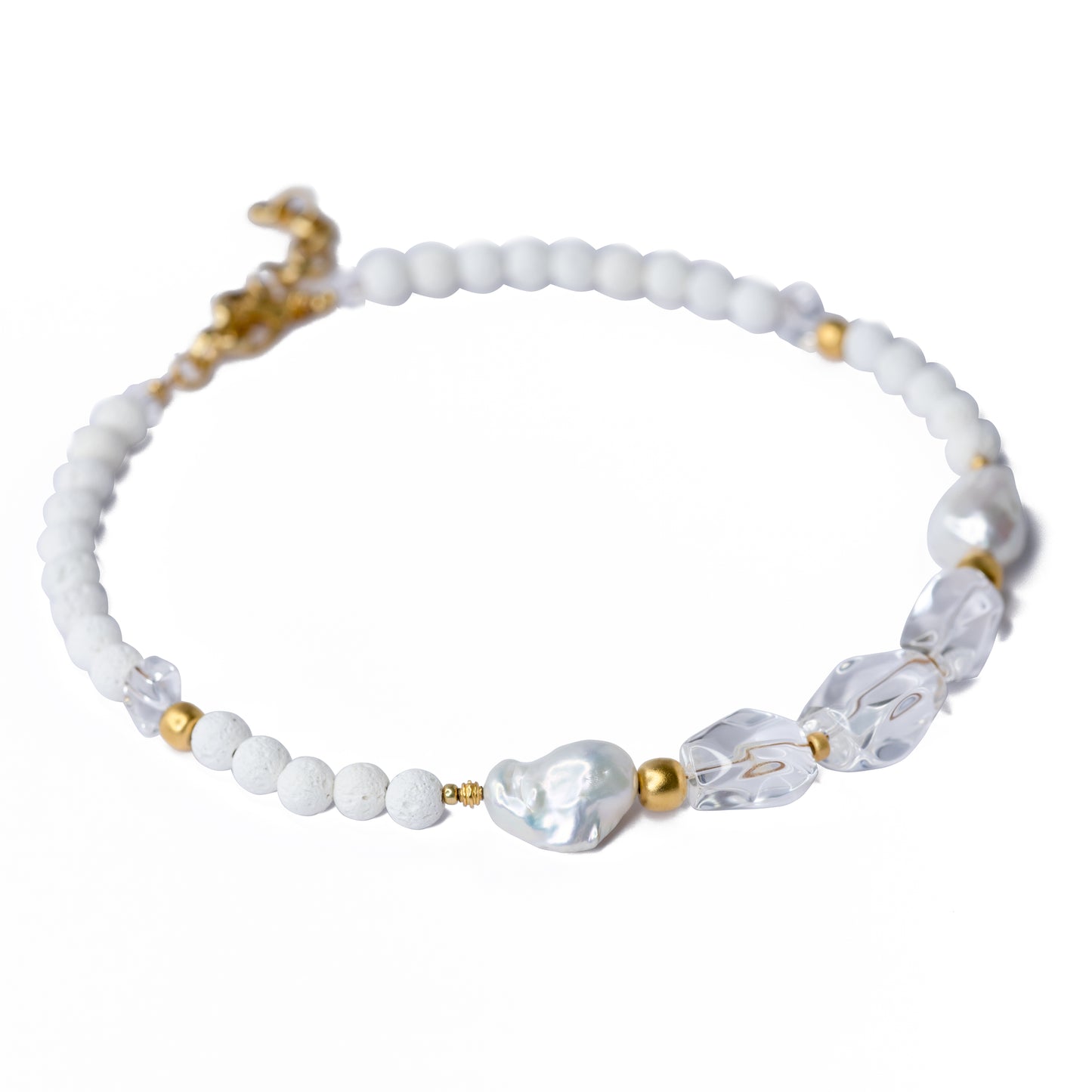 White Crystal Baroque Pearls Necklace