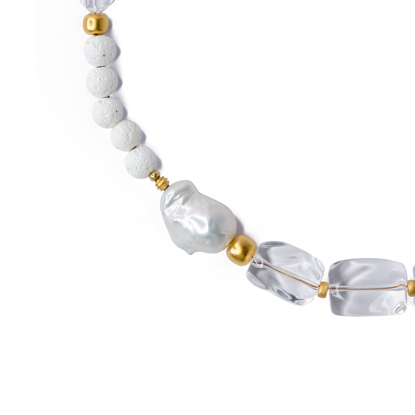 White Crystal Baroque Pearls Necklace