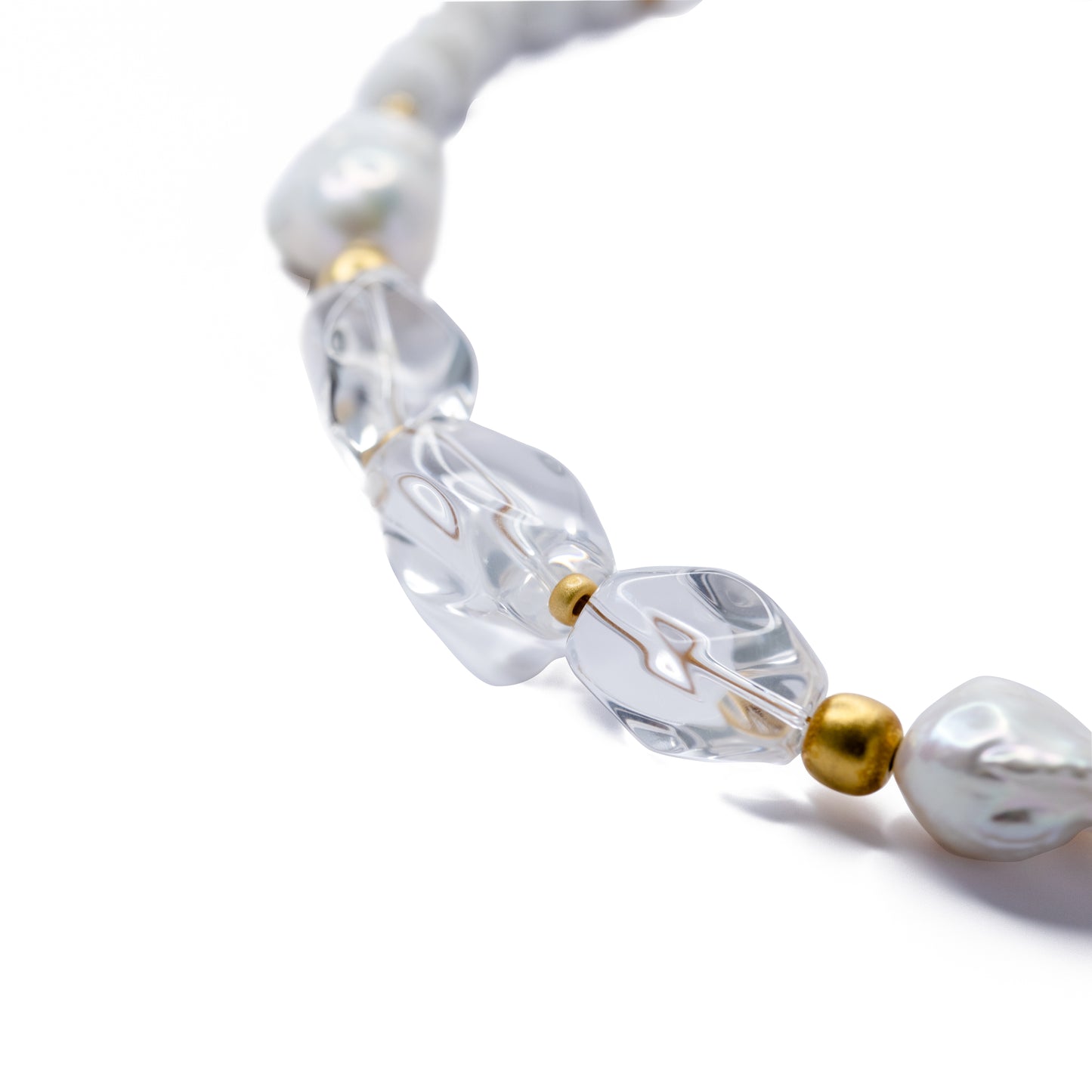 White Crystal Baroque Pearls Necklace