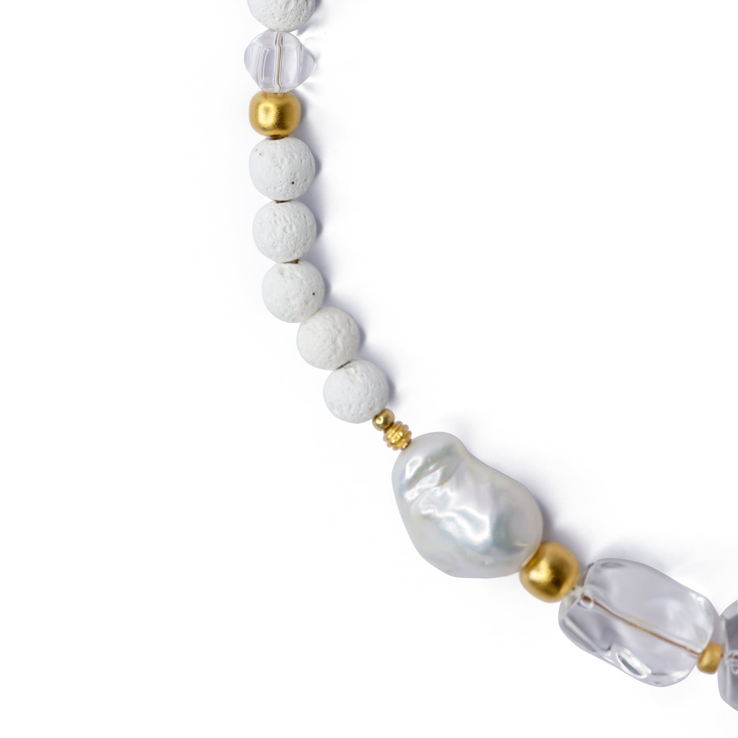 White Crystal Baroque Pearls Necklace