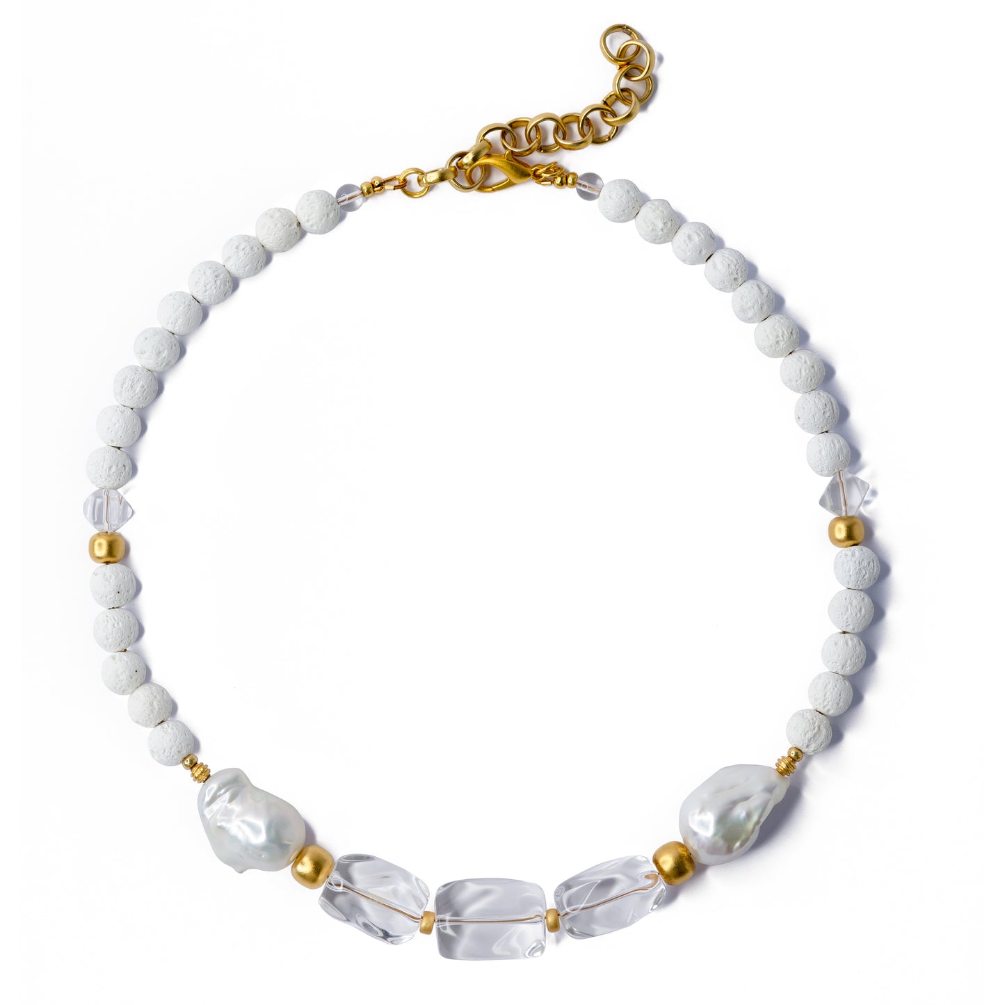 White Crystal Baroque Pearls Necklace