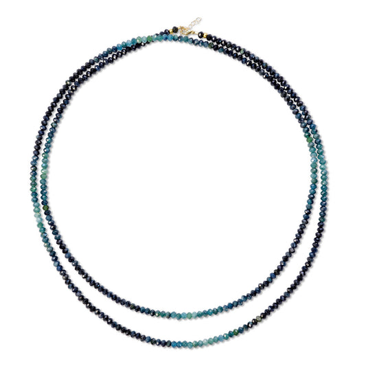 Ombre Indicolite Tourmaline long Necklace 14K Gold for Lauren D